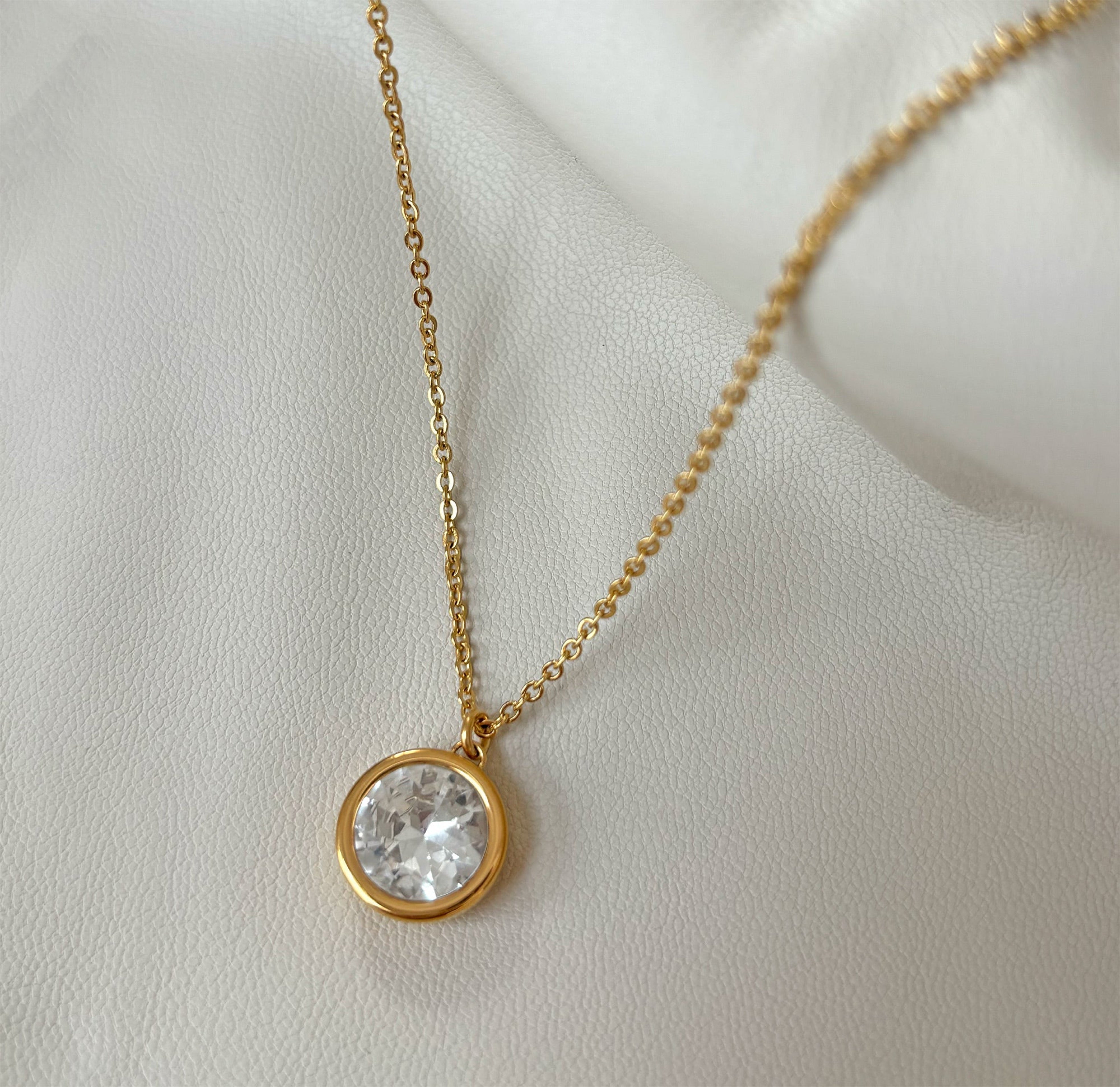 white stone pendant necklace waterproof jewelry