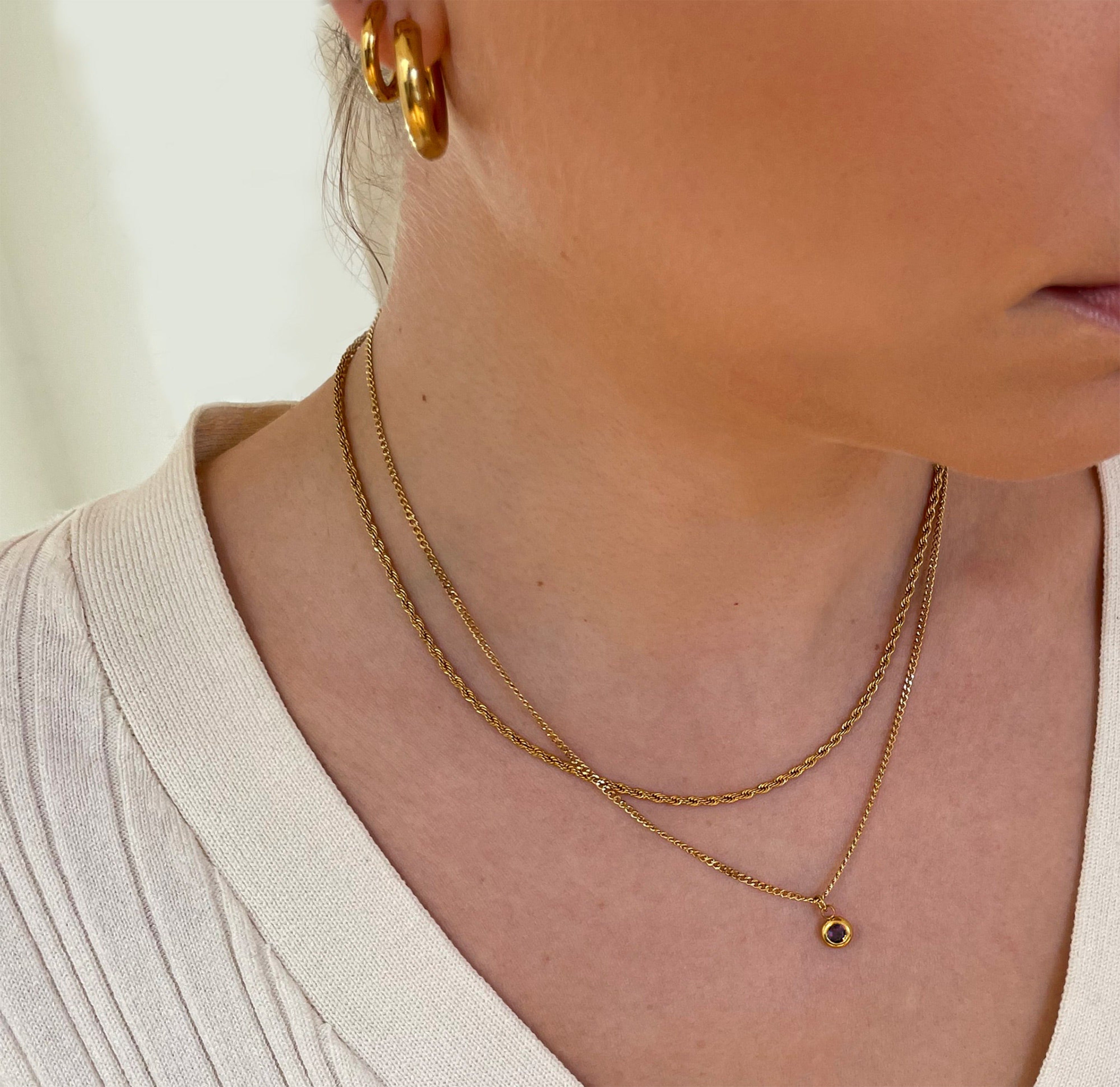 gold dainty necklace water resistant jewelry