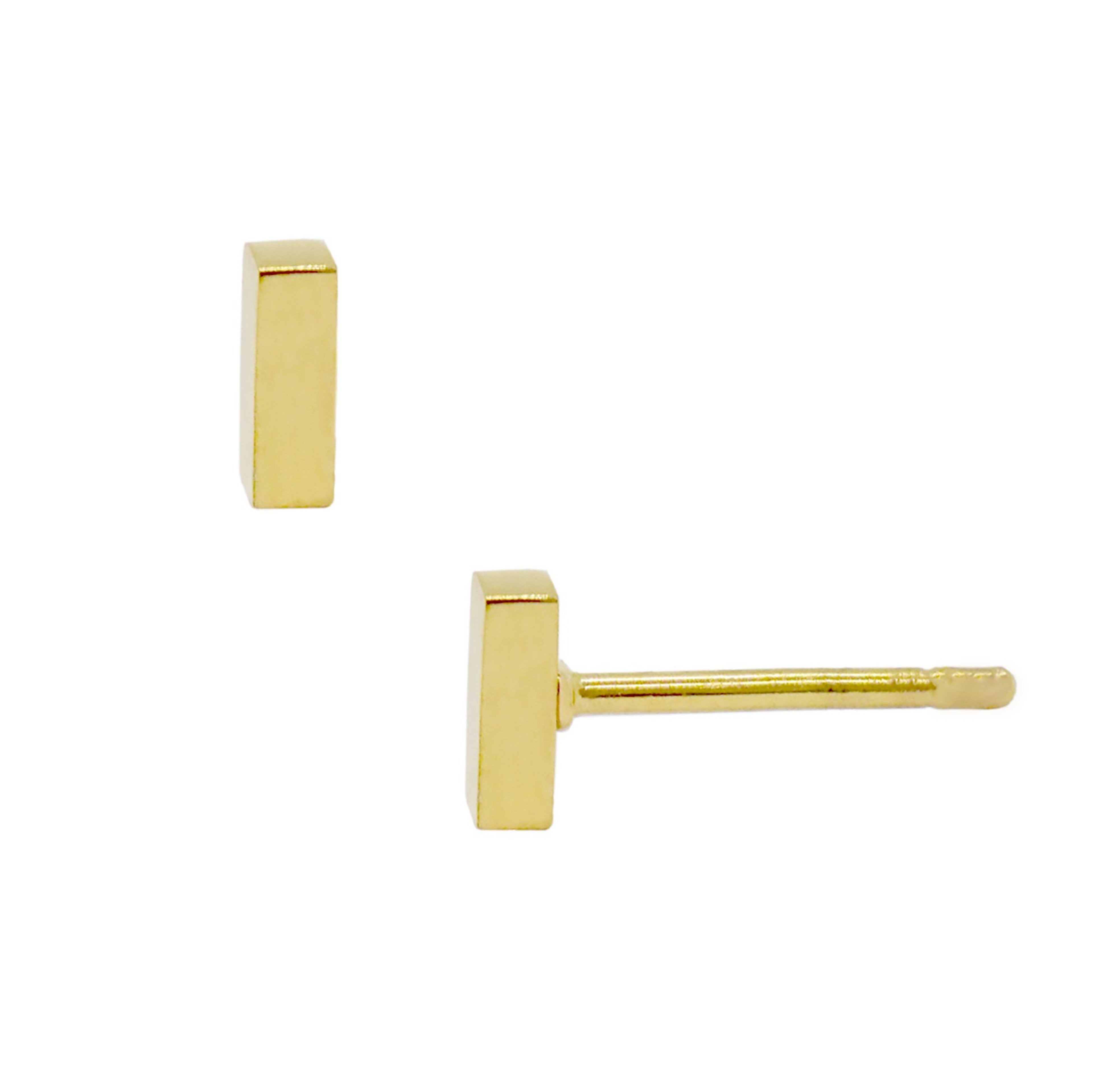gold bar stud earrings hypoallergenic waterproof gold jewelry