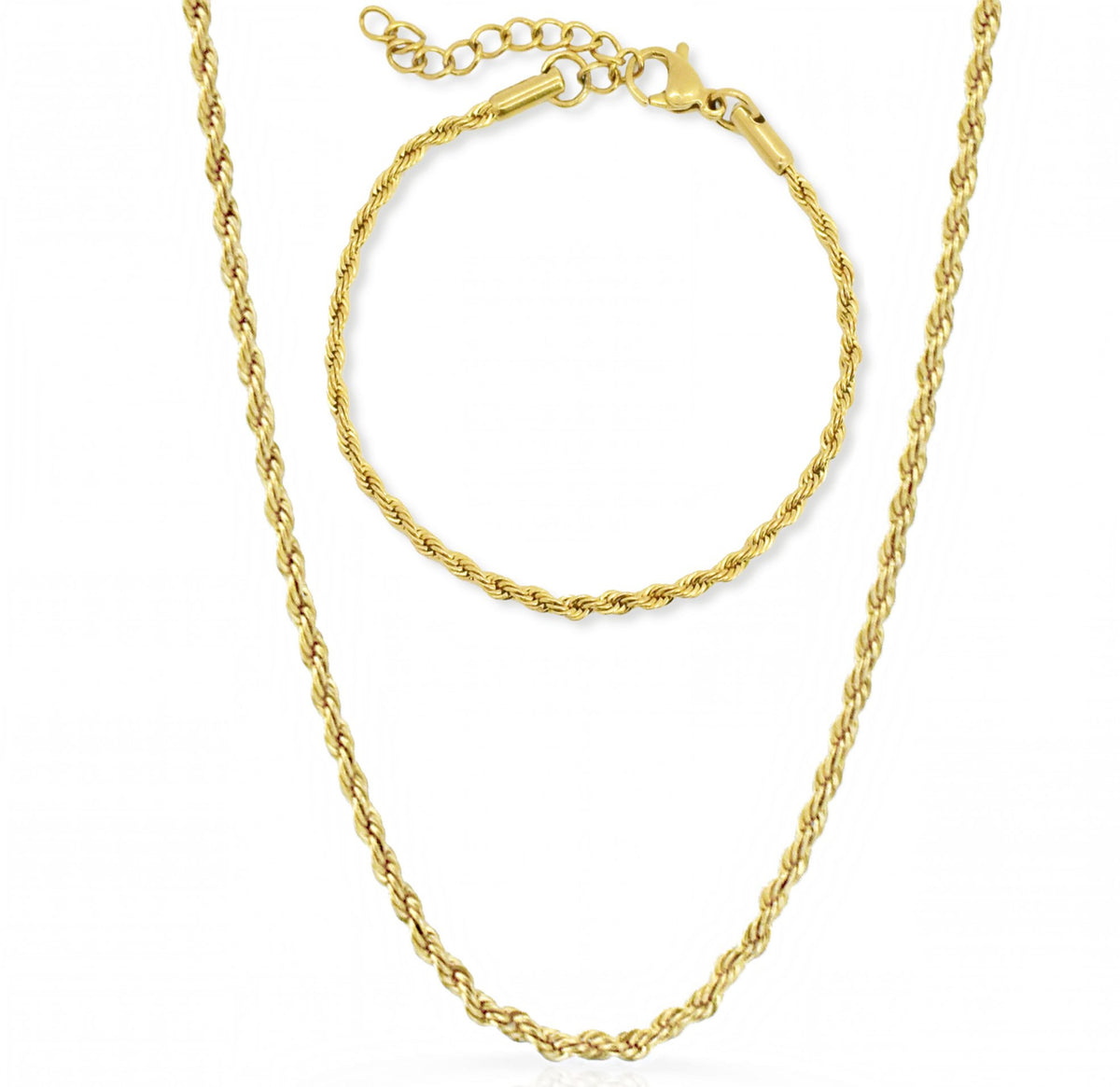 gold thin rope chain jewelry set waterproof