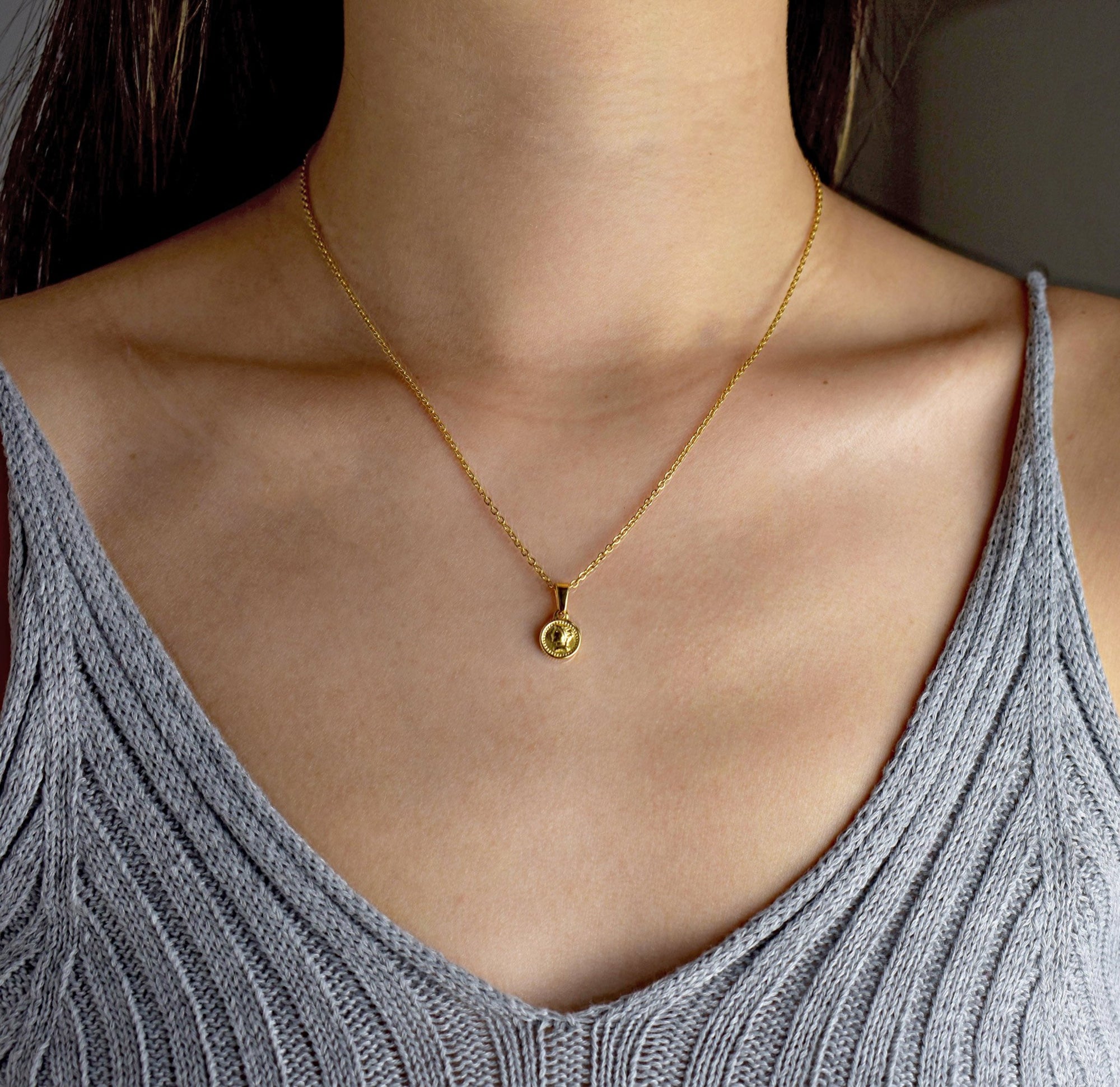 gold coin necklace waterproof jewelry