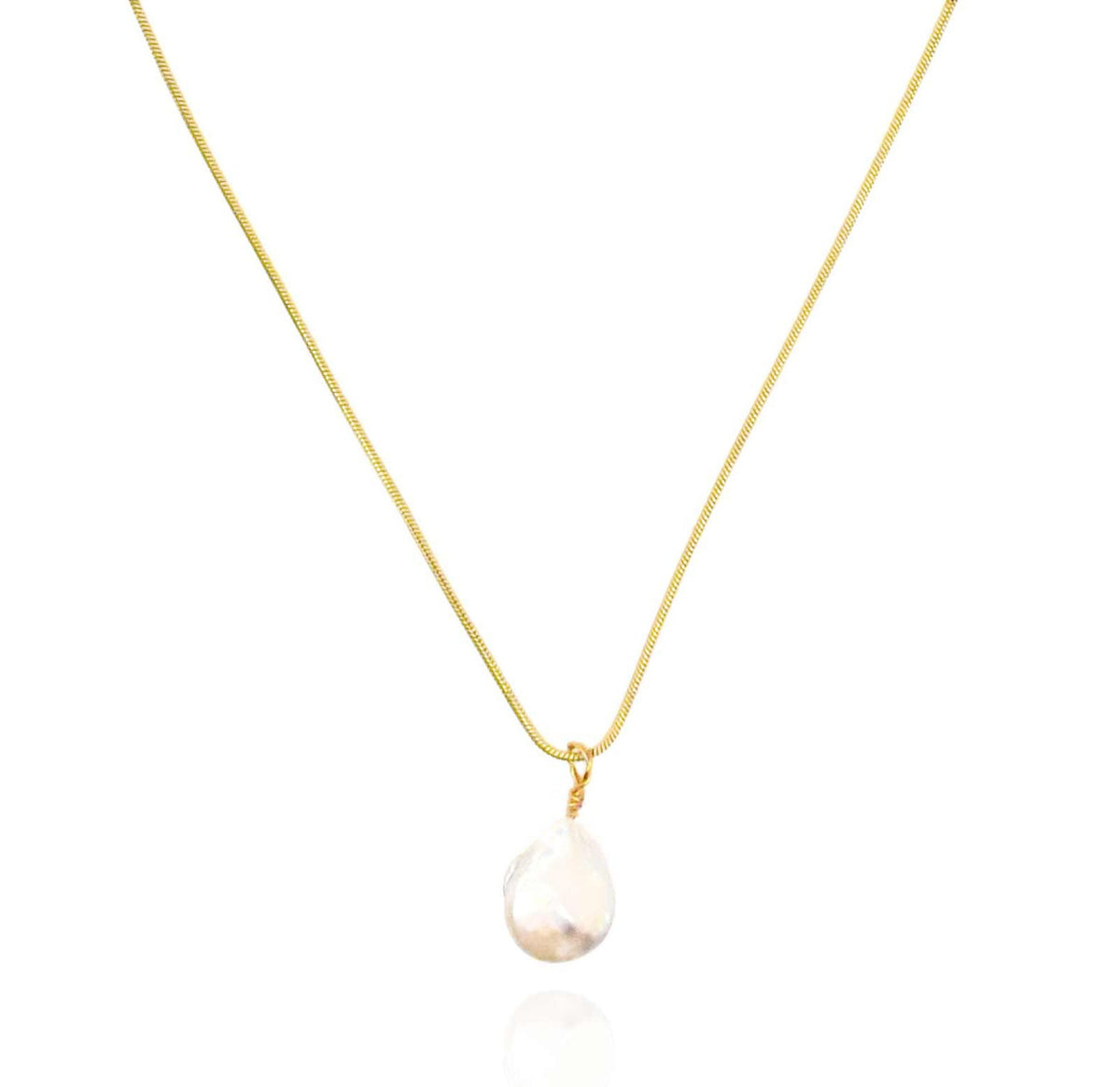 gold pearl pendant necklace waterproof jewelry