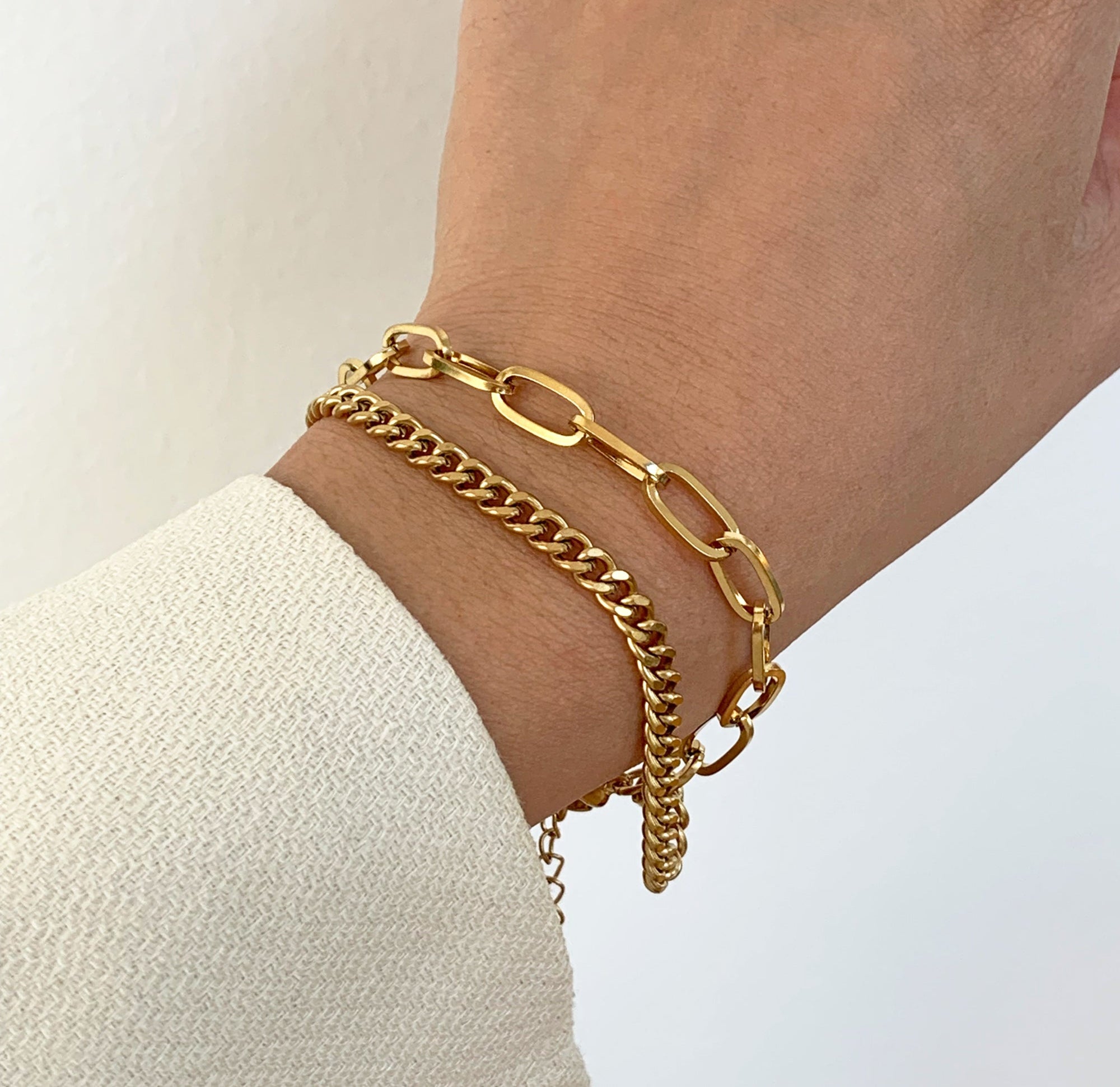 duo chain chunky gold bracelet