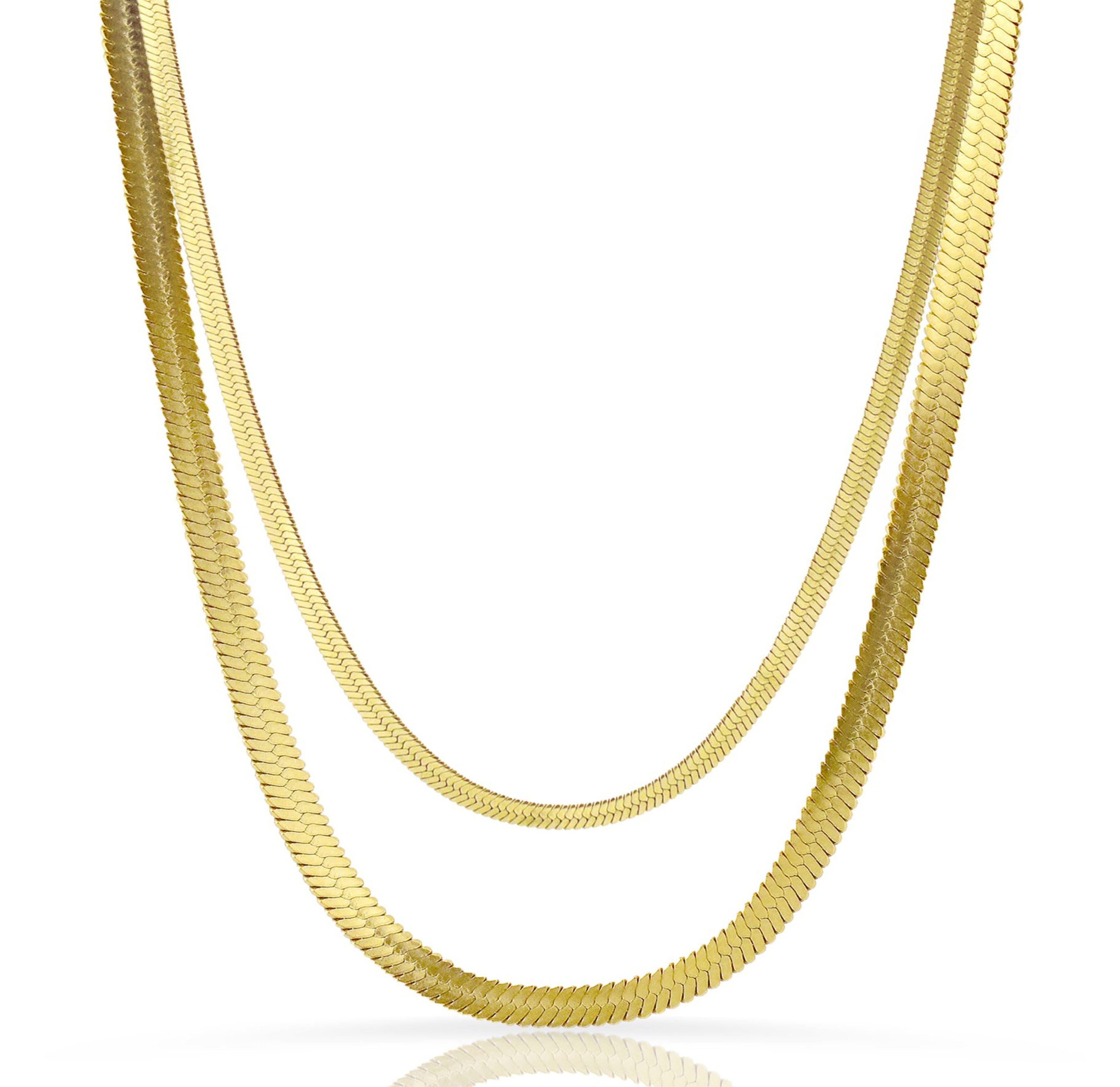 gold chain herringbone necklaces