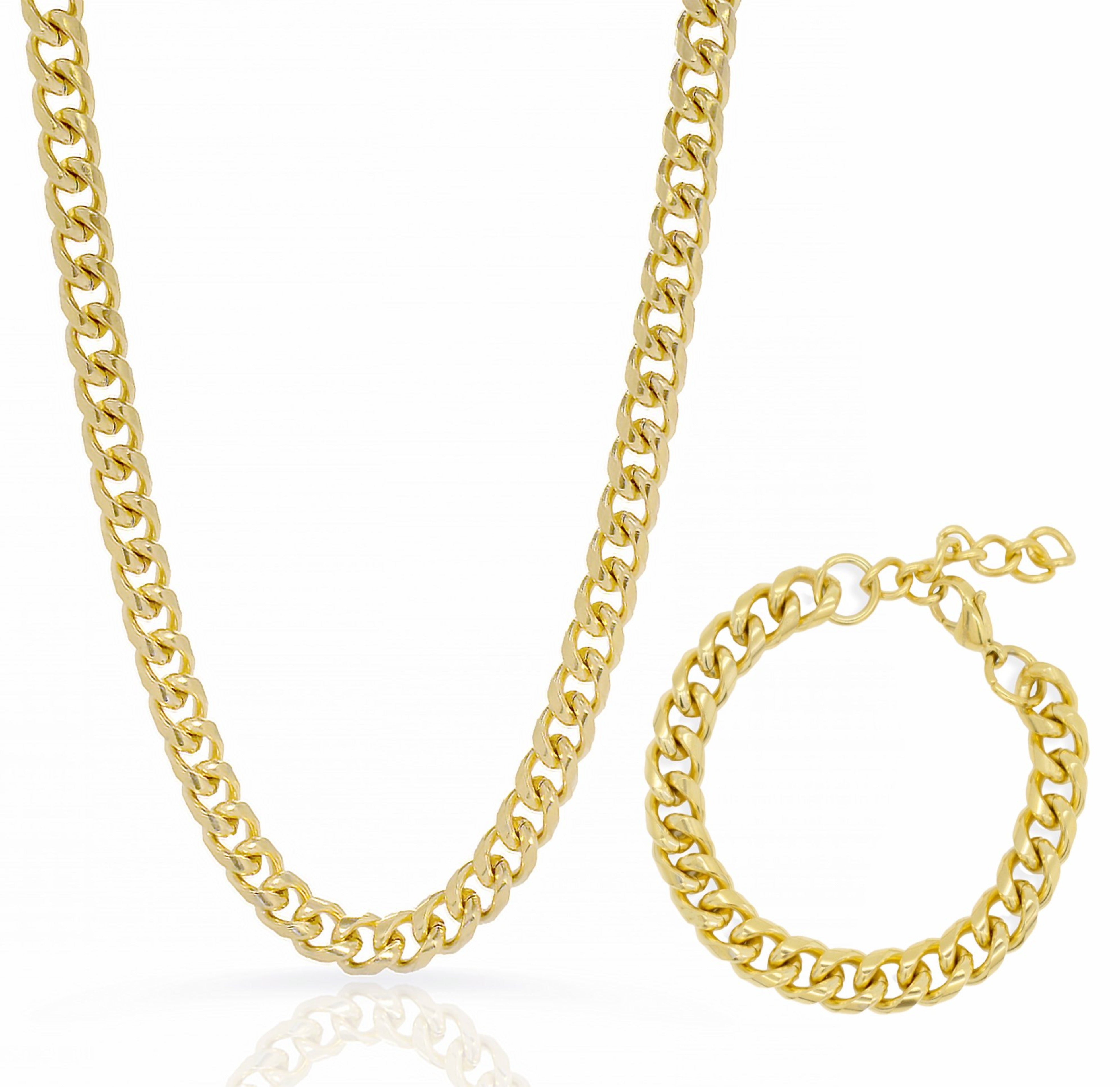gold curb chain jewelry set