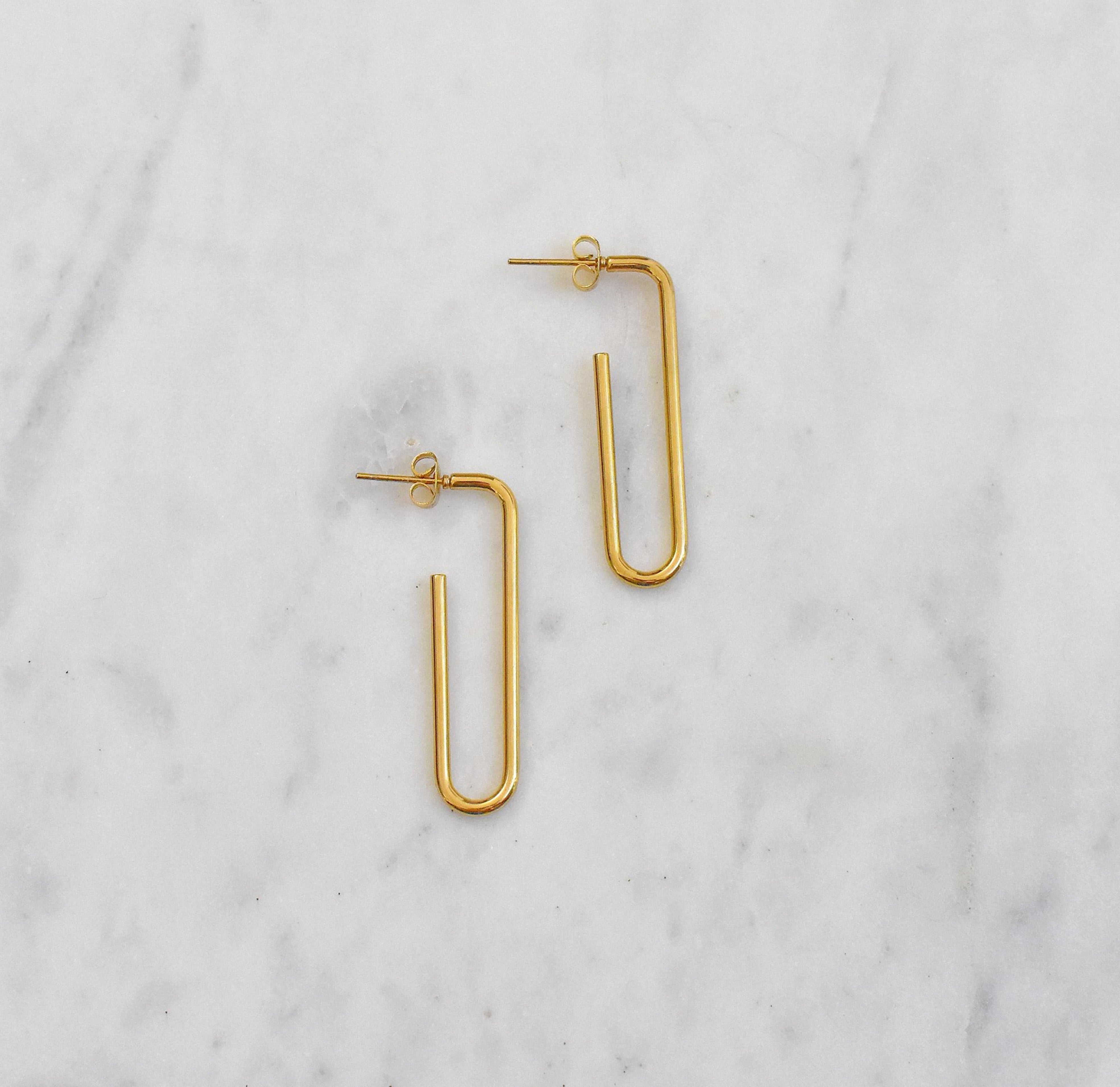 GOLD PAPERCLIP EARRING TARNISH FREE