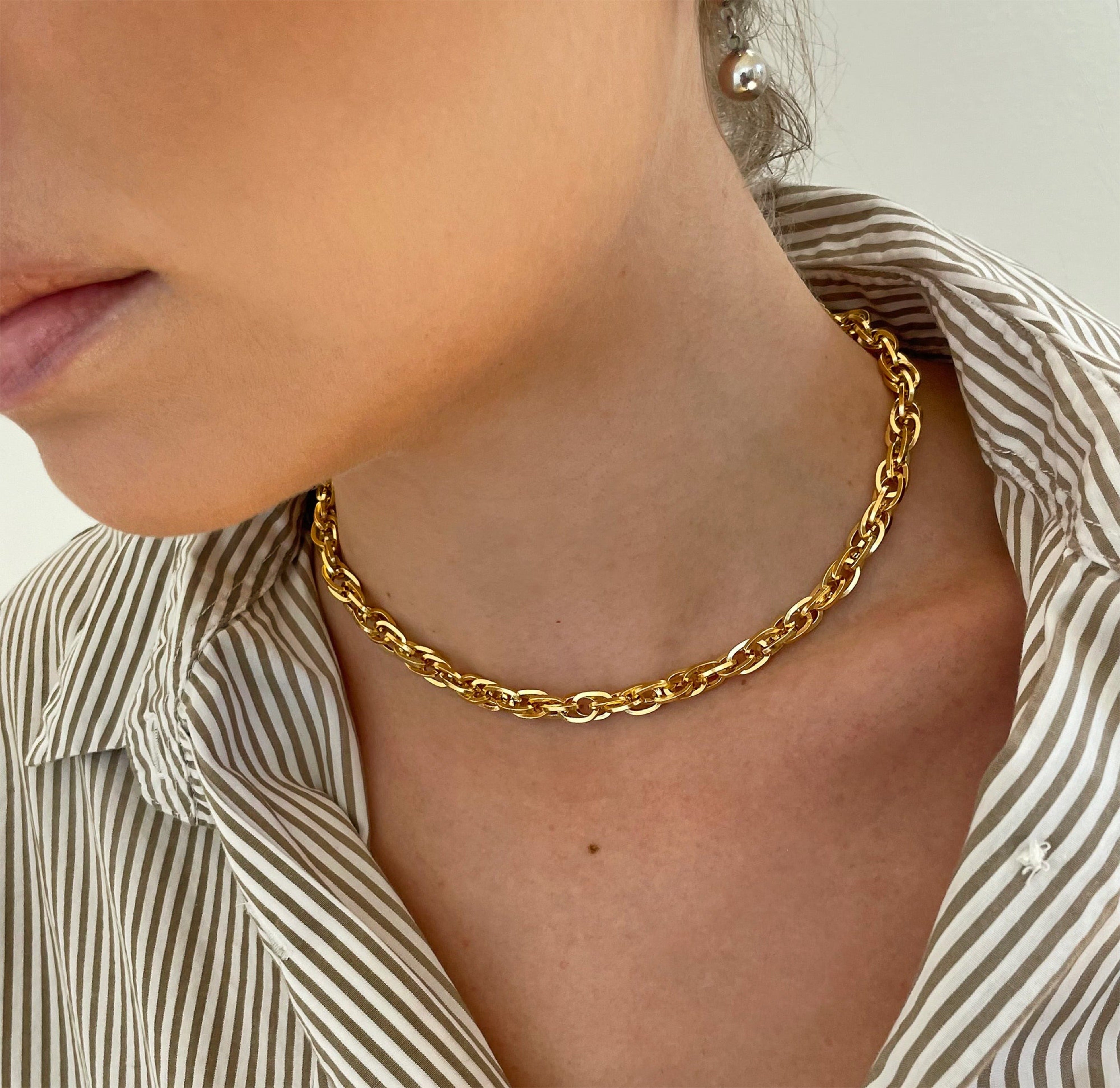 gold rope chain necklace waterproof jewelry