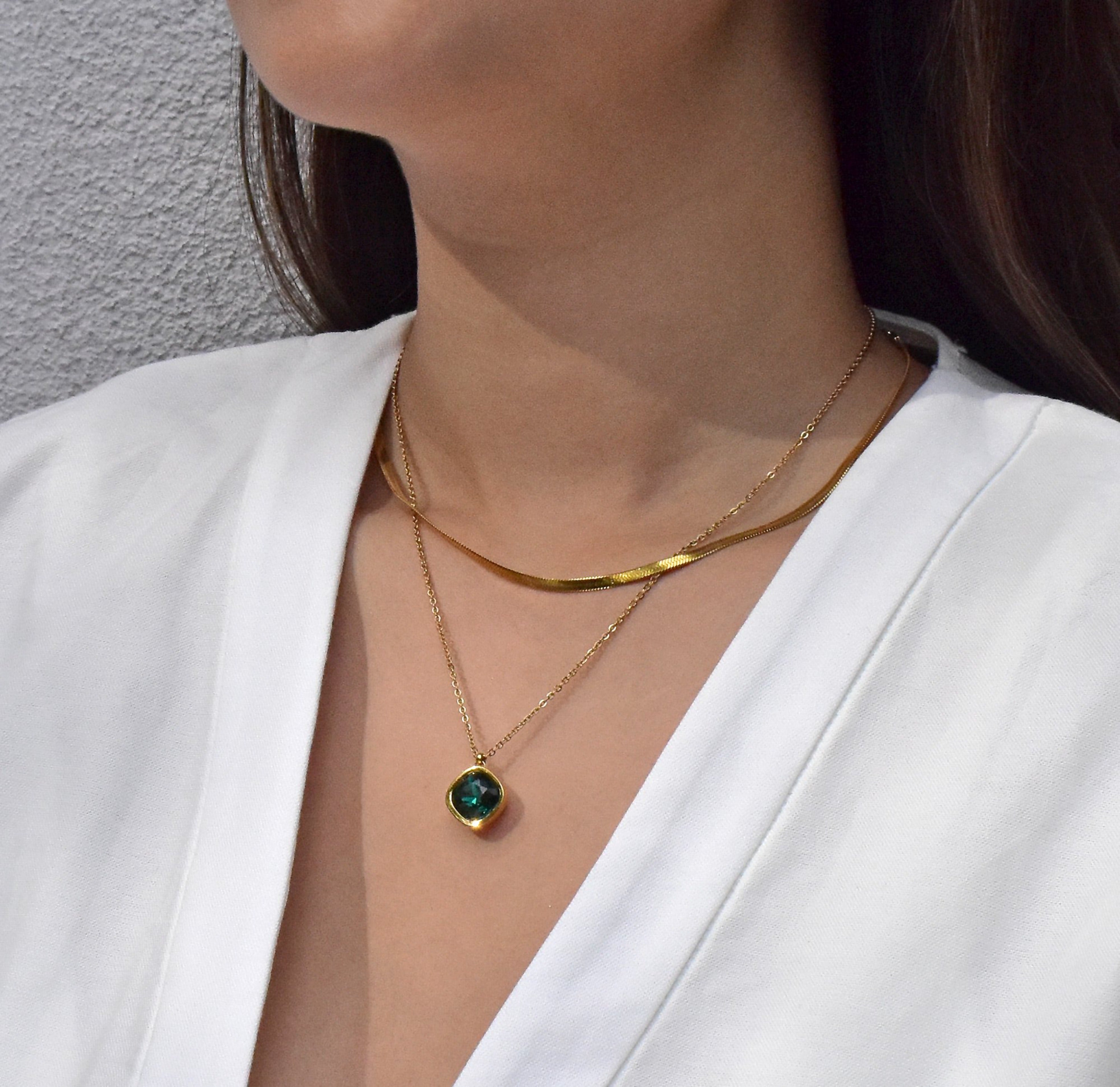 emerald green birthstone necklace