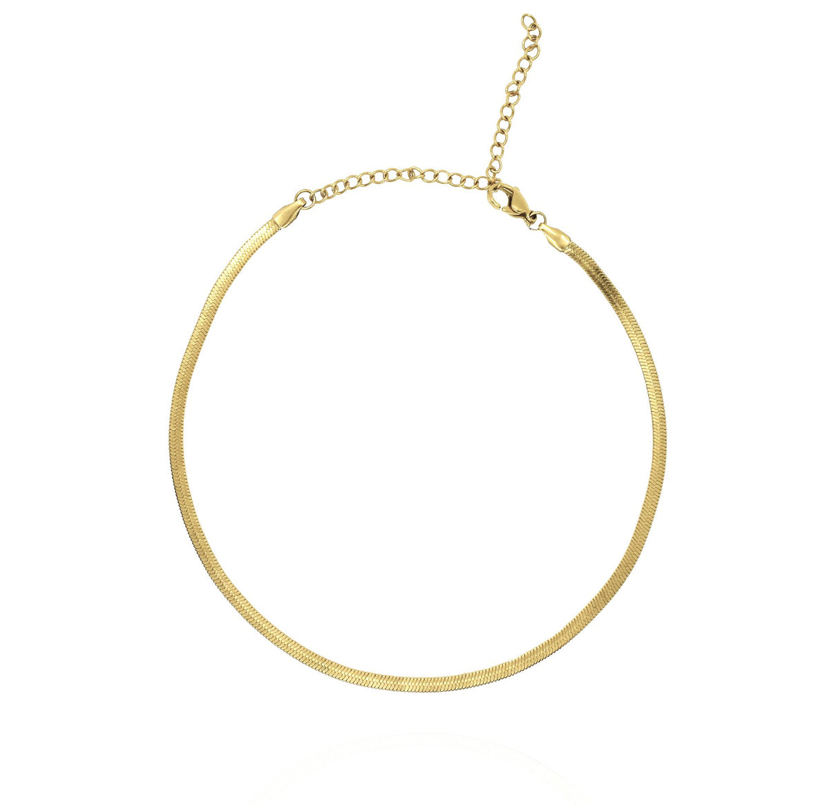 dainty gold herringbone chain necklace