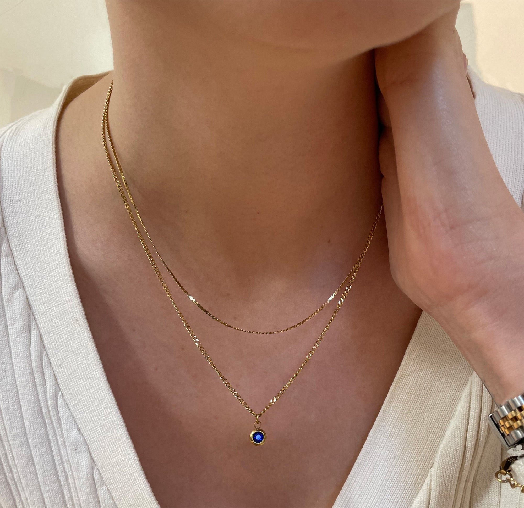 SAPPHIRE BIRTHSTONE NECKLACE WATER RESISTANT