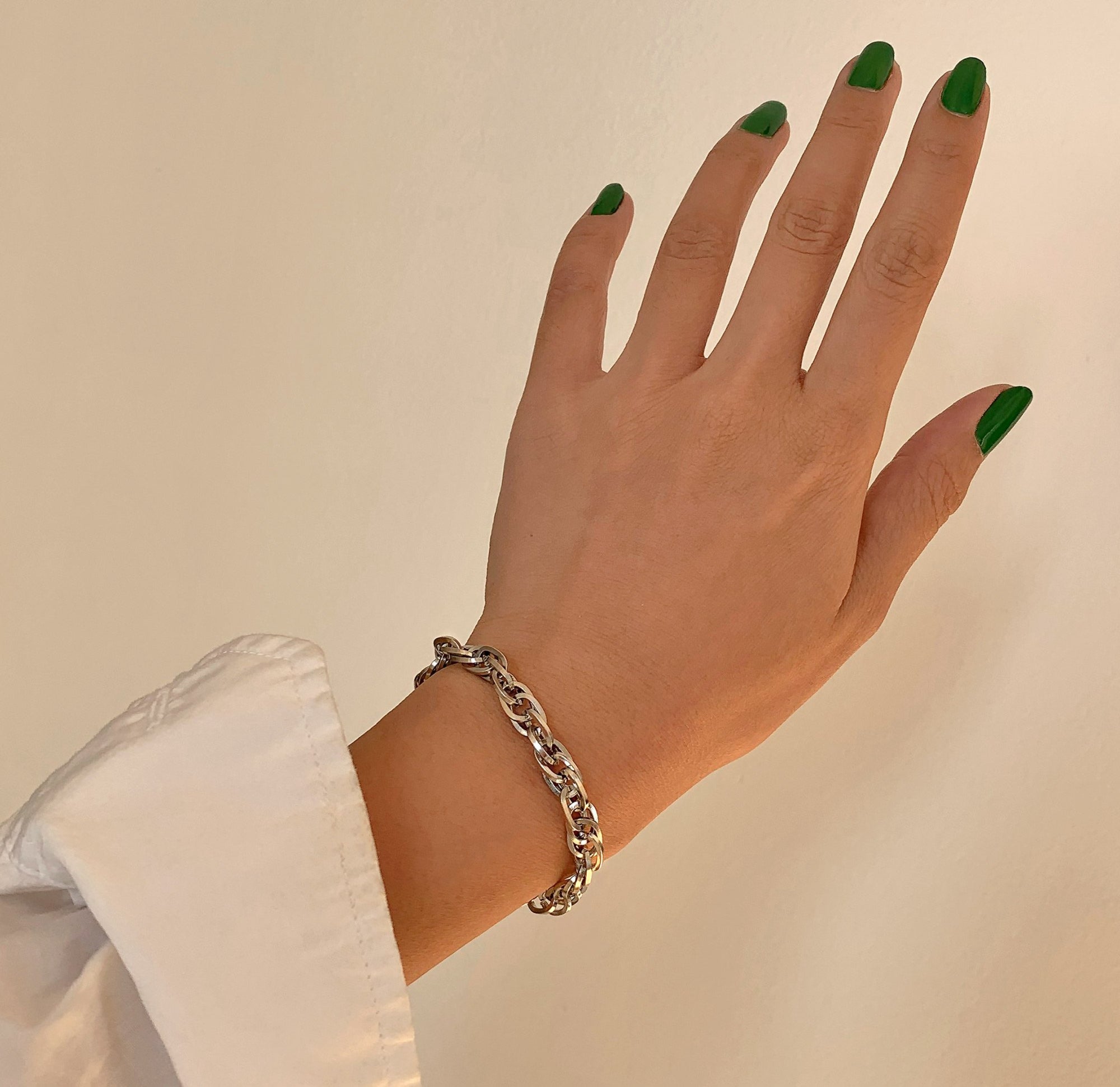 chunky silver chain bracelet tarnish free