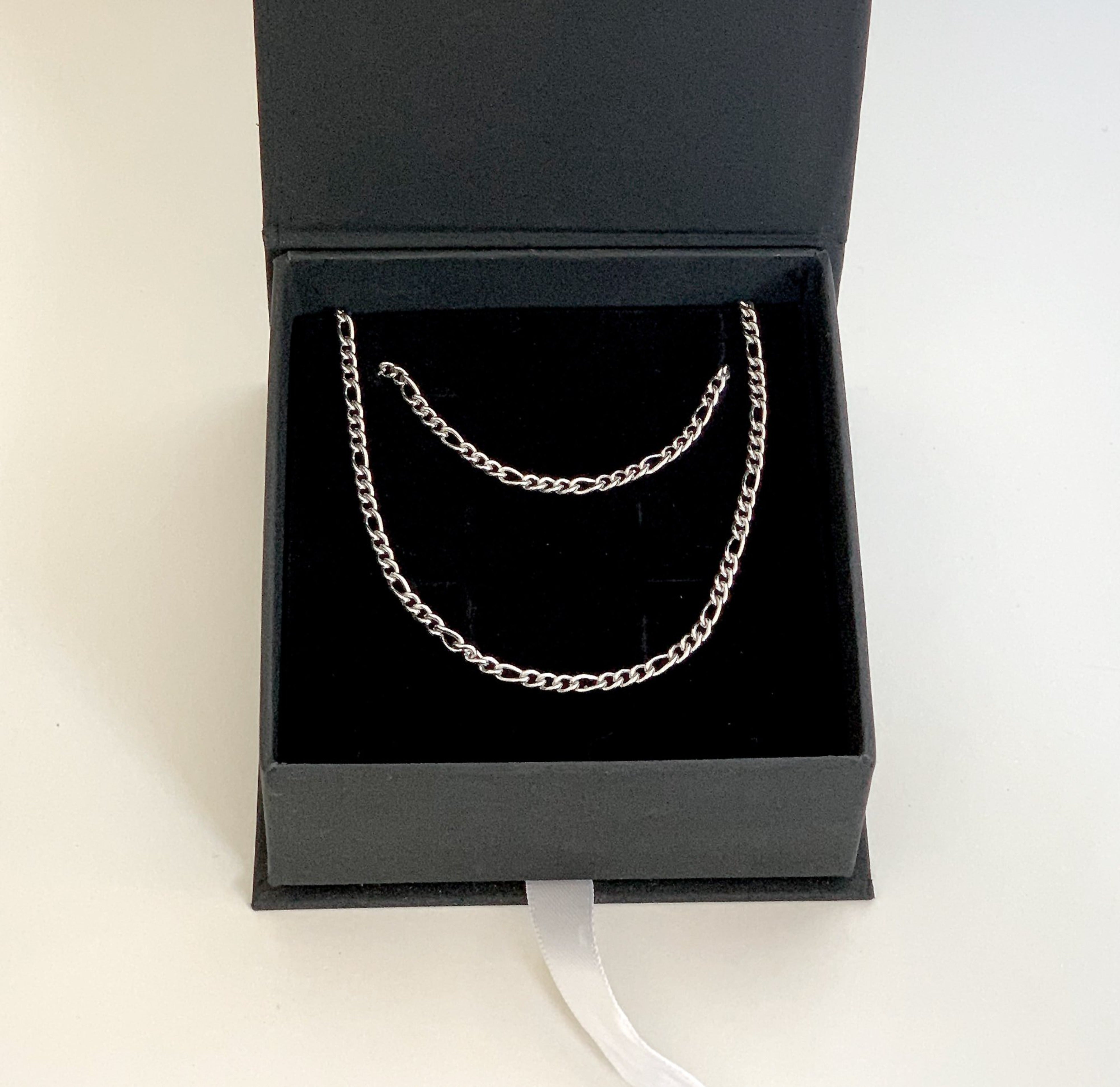 dainty silver figaro chain necklace set