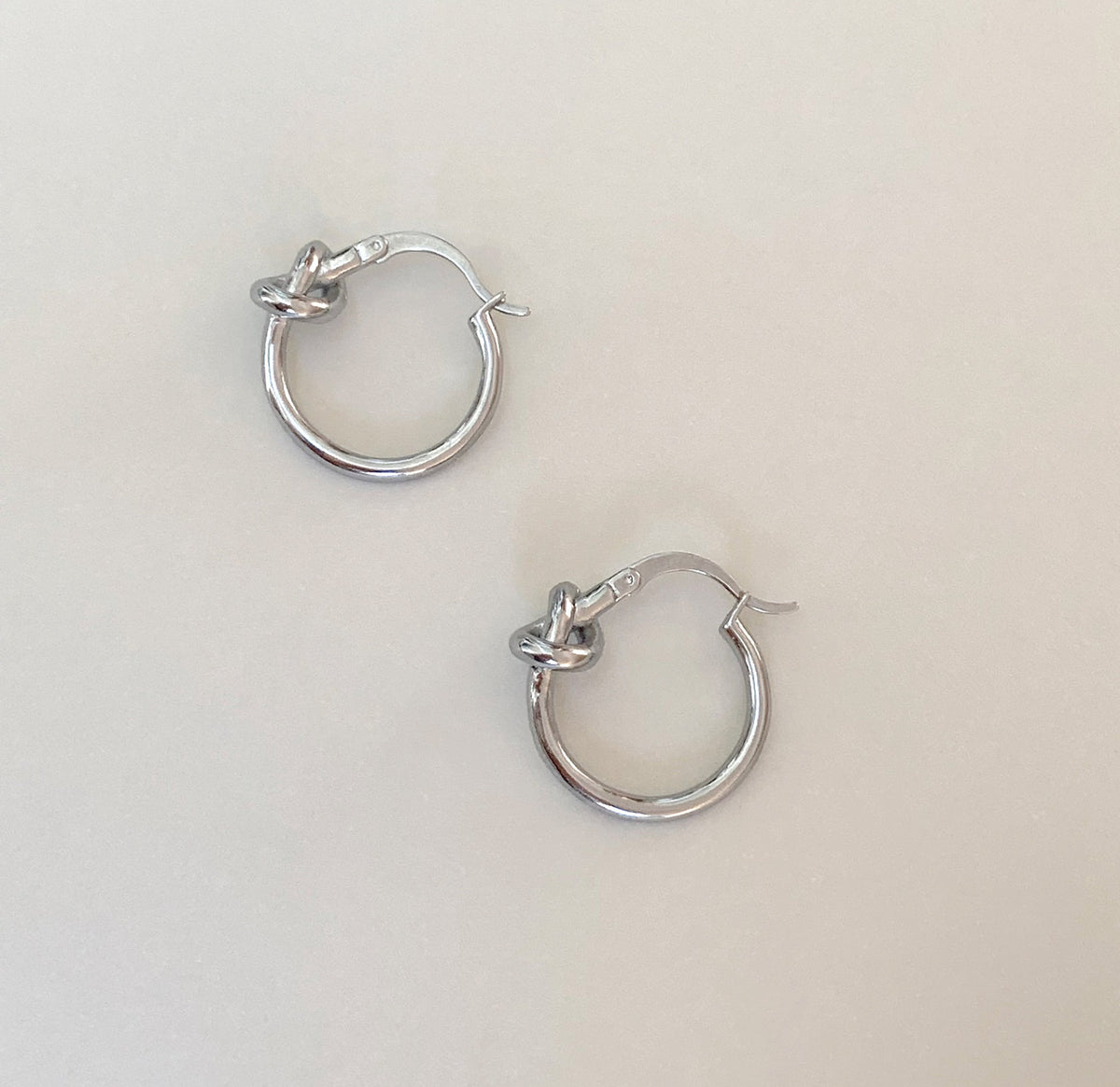 silver knot hoop earrings waterproof