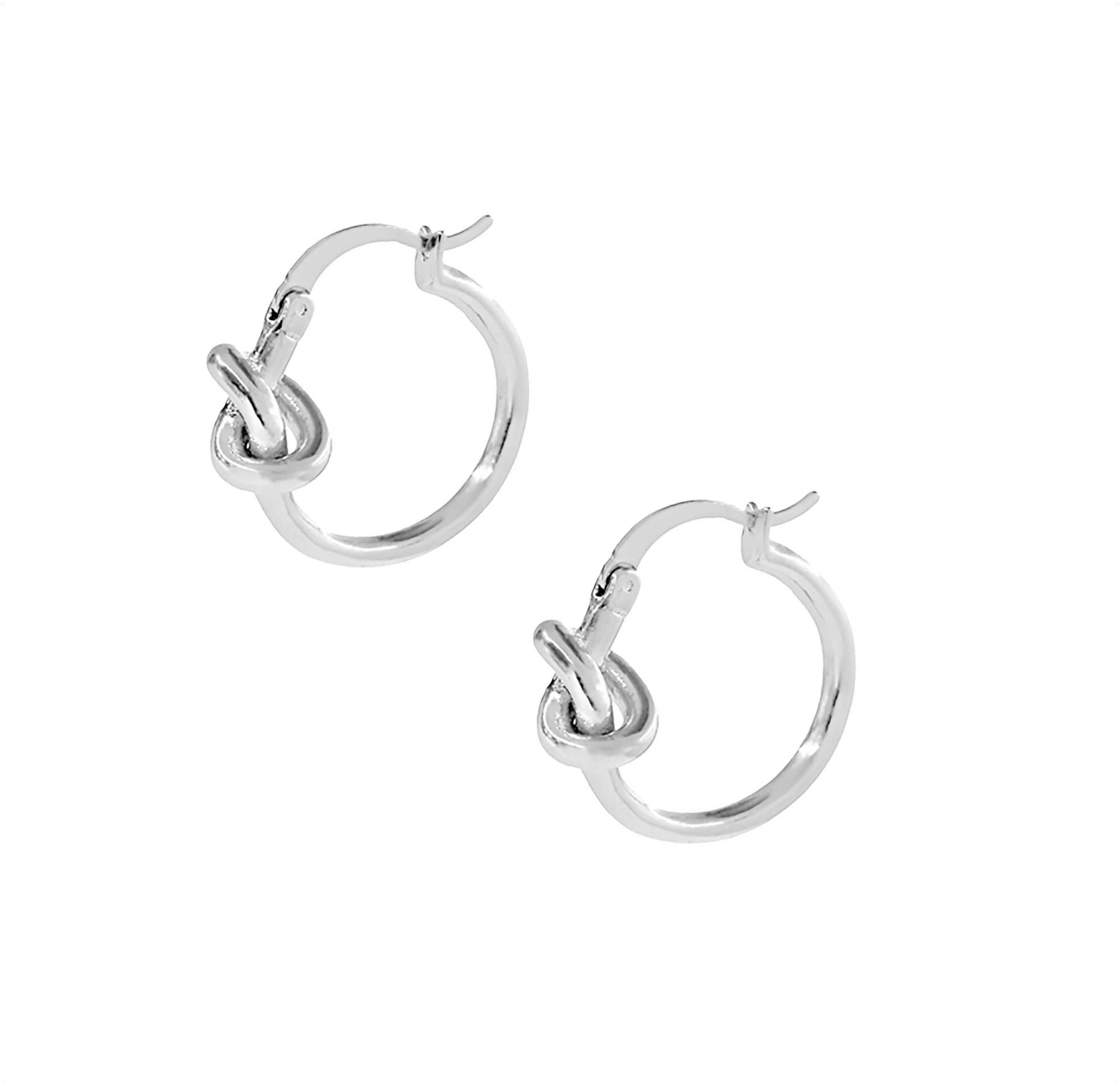 silver knot hoop earrings