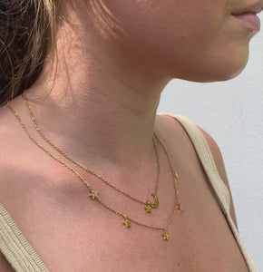 gold star moon chain necklace tarnish free jewelry