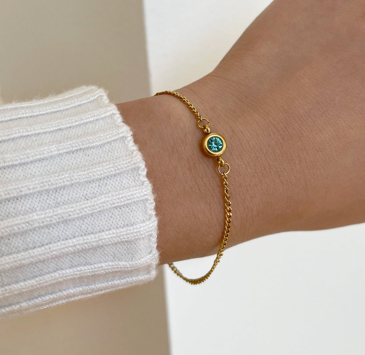 aquamarine dainty birthstone bracelet
