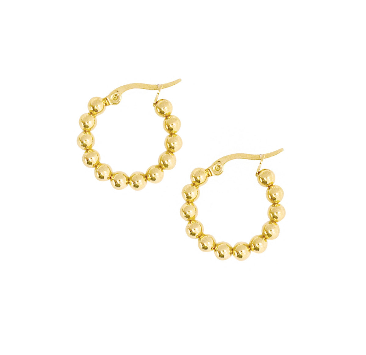gold beaded small hoop earrings waterproof jewelry
