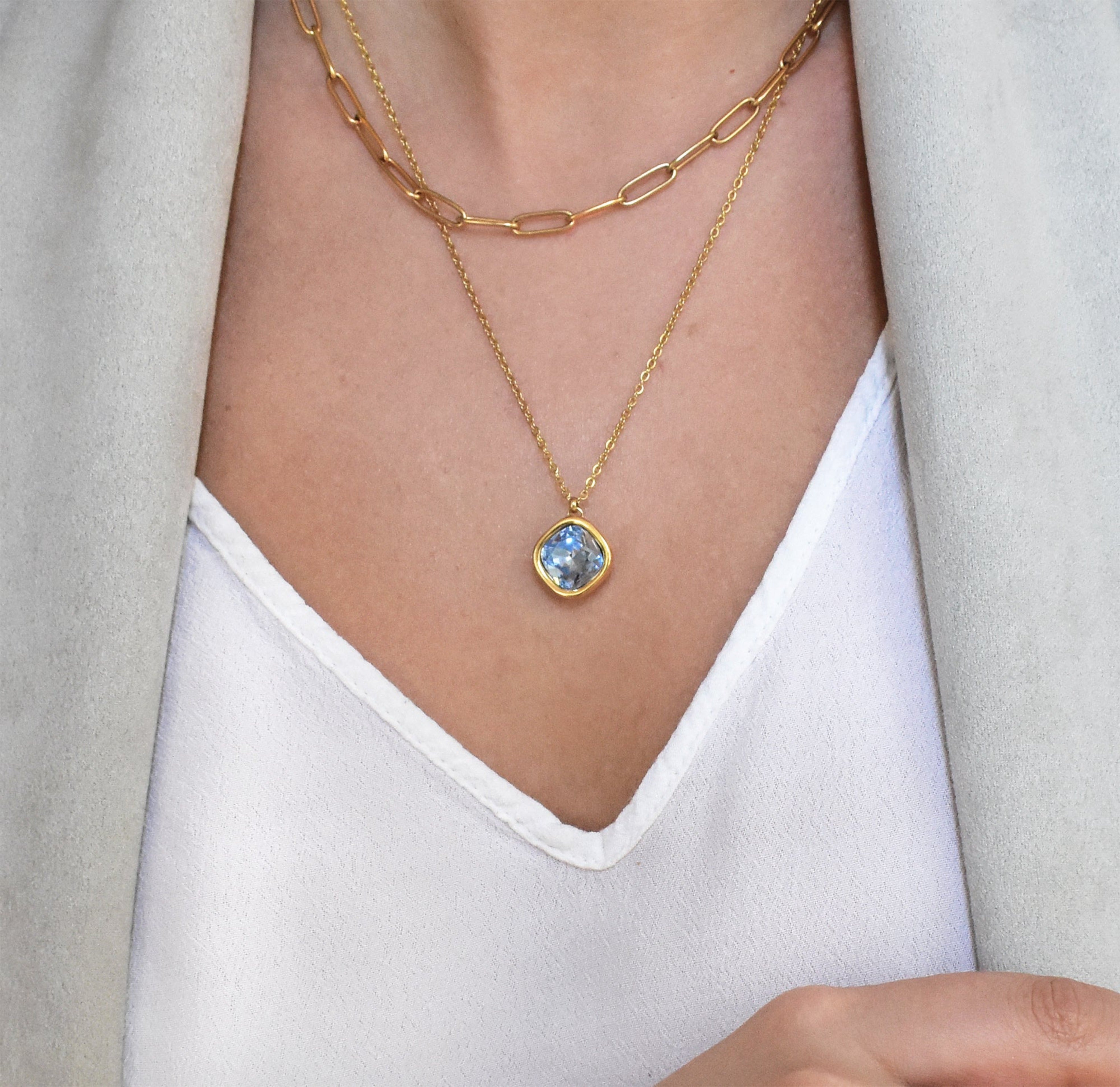 aquamarine pendant necklace tarnish free jewelry