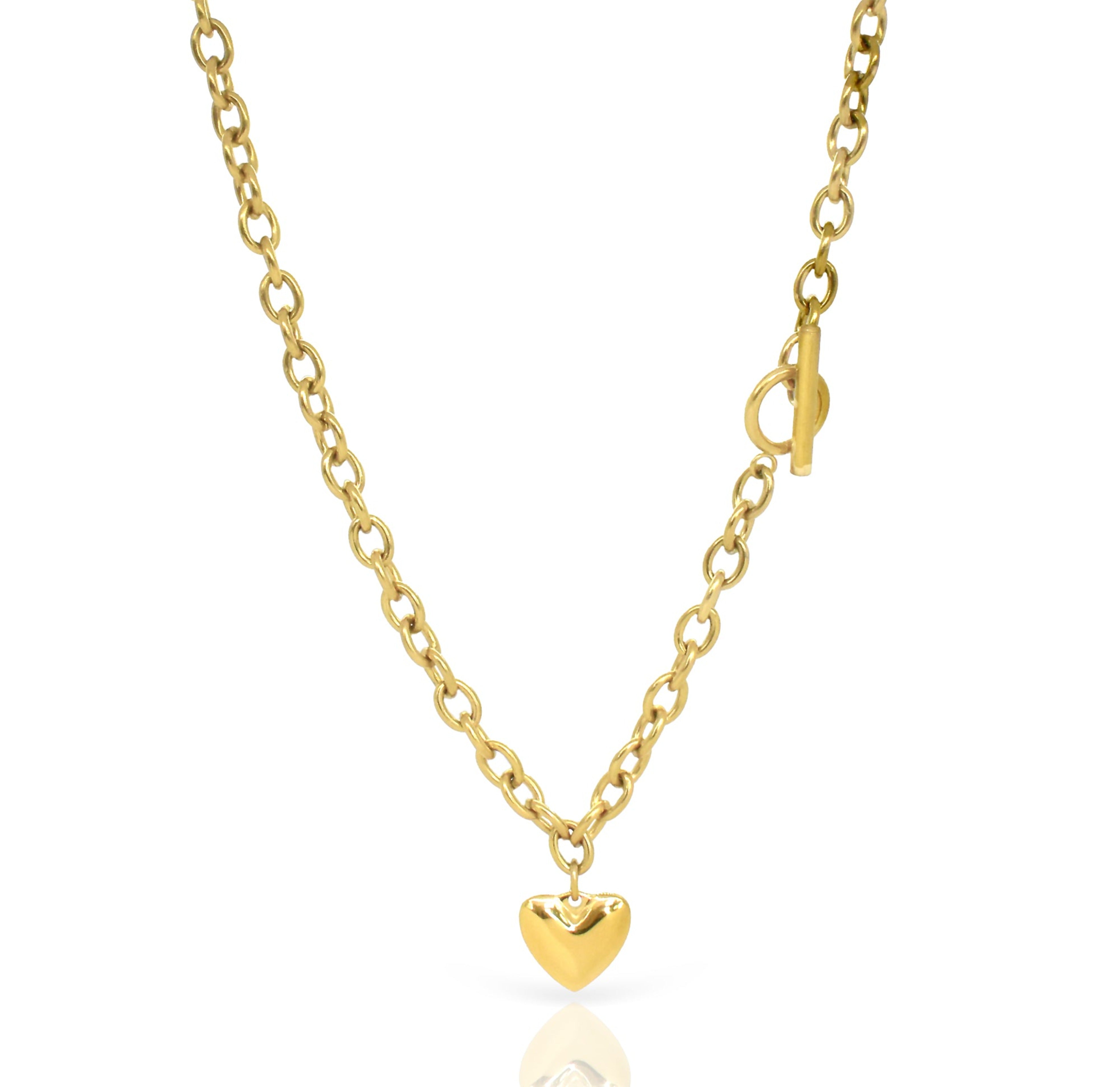 gold heart toggle necklace