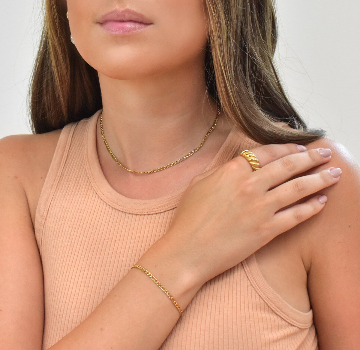 dainty gold chain necklace and bracelet waterproof