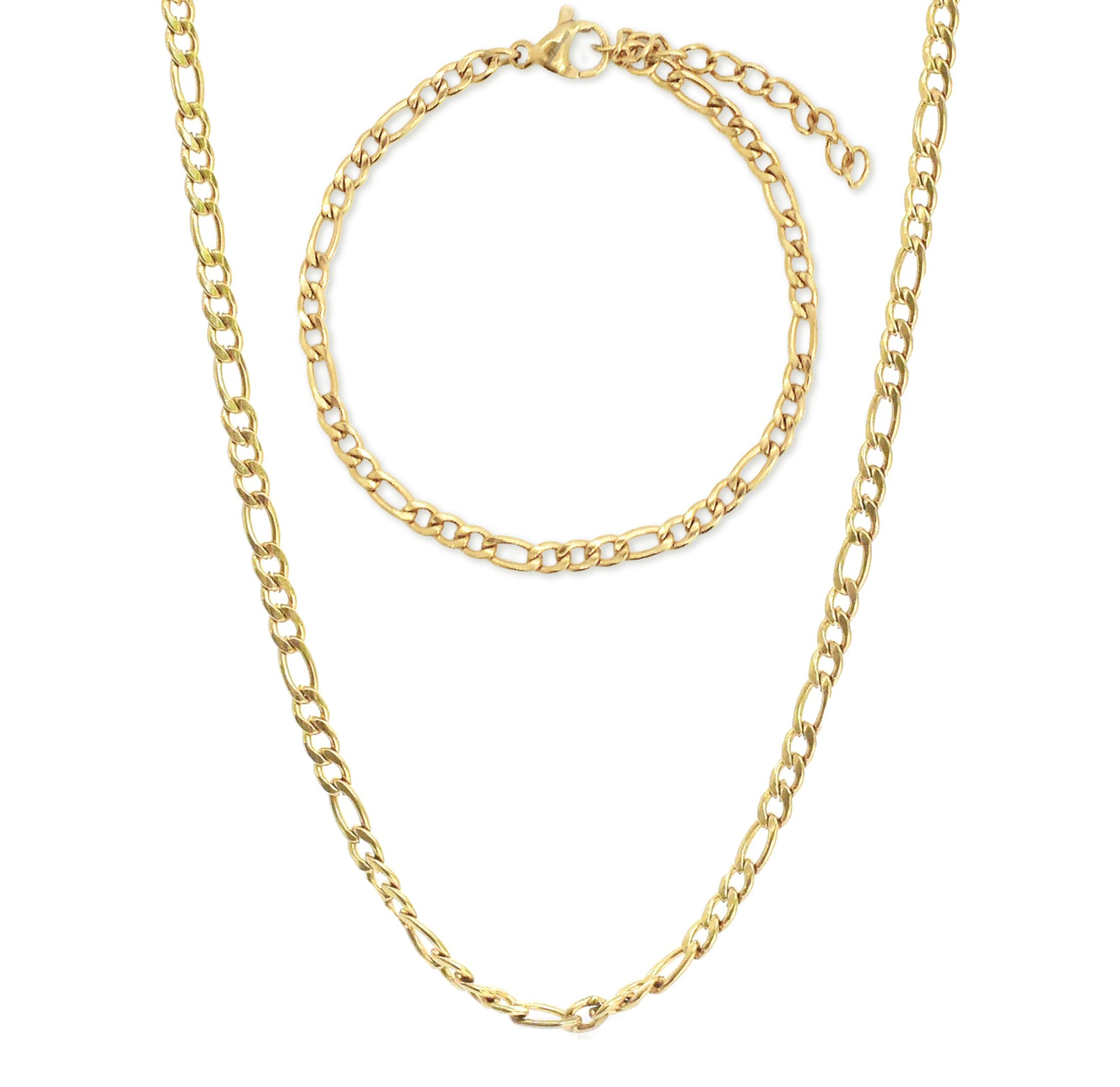 dainty gold figaro chain jewelry gift set