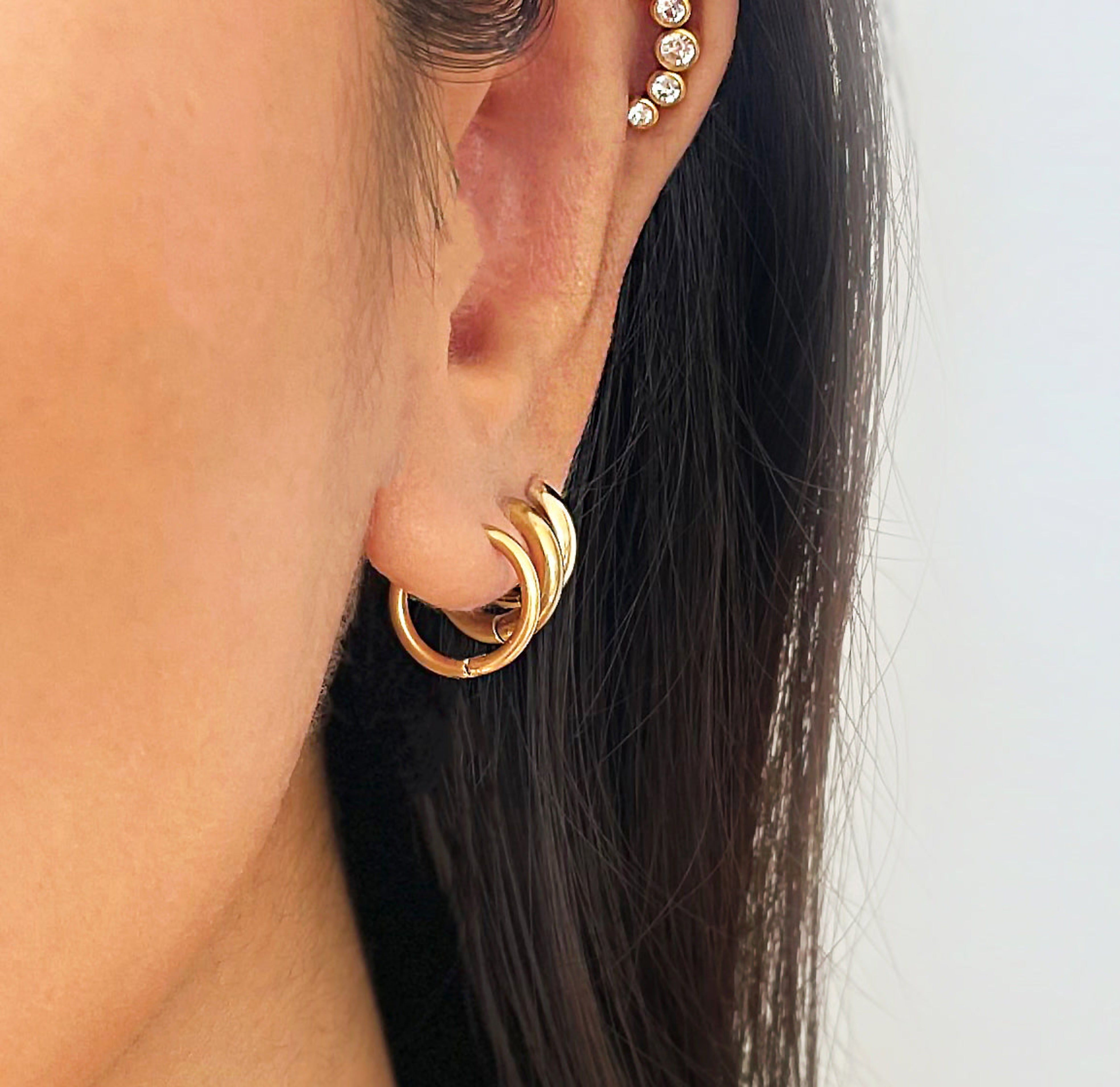 gold lightning bolt huggie earrings waterproof jewelry
