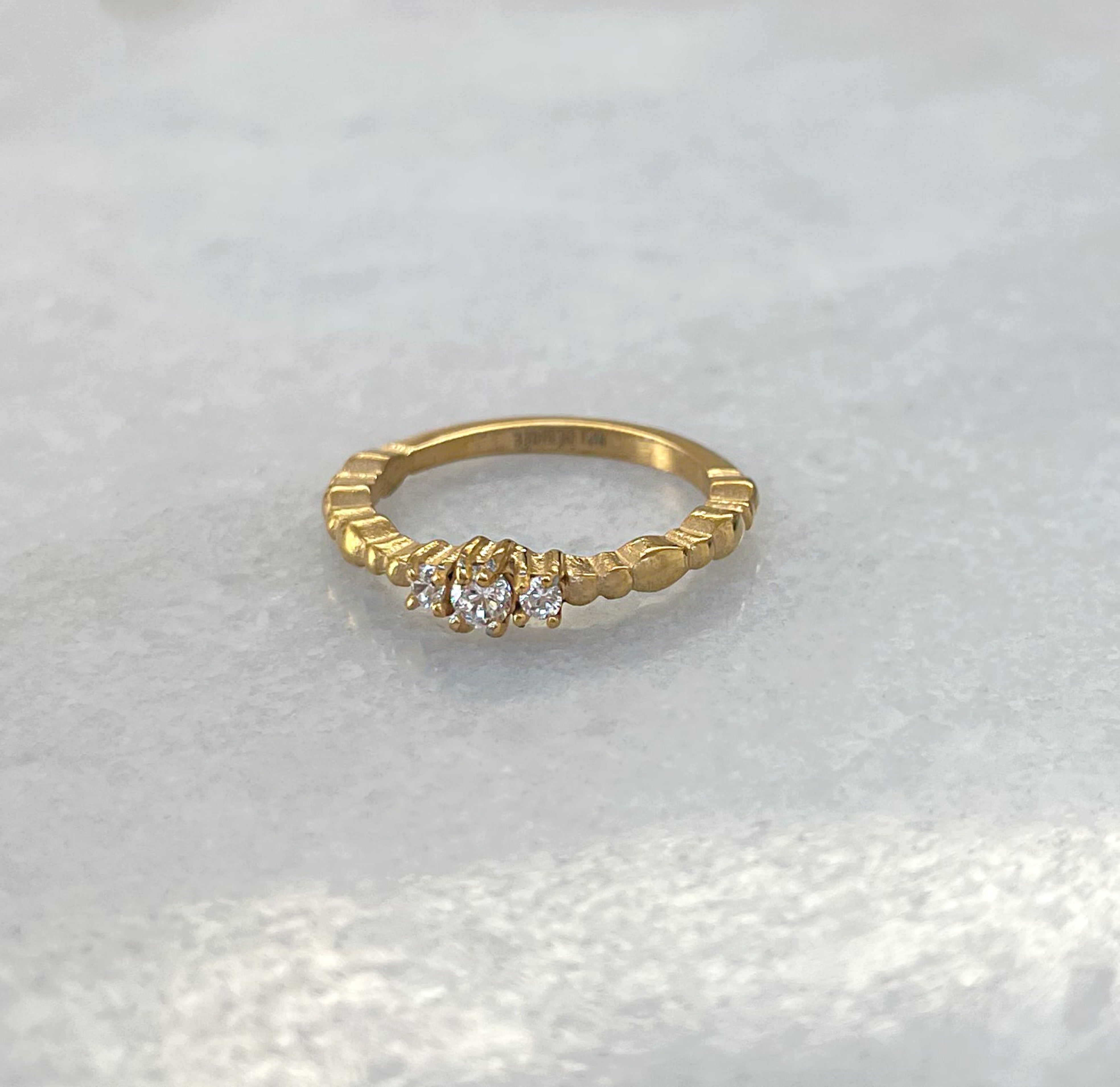 Celeste gold dainty trim stone ring. Waterproof jewelry