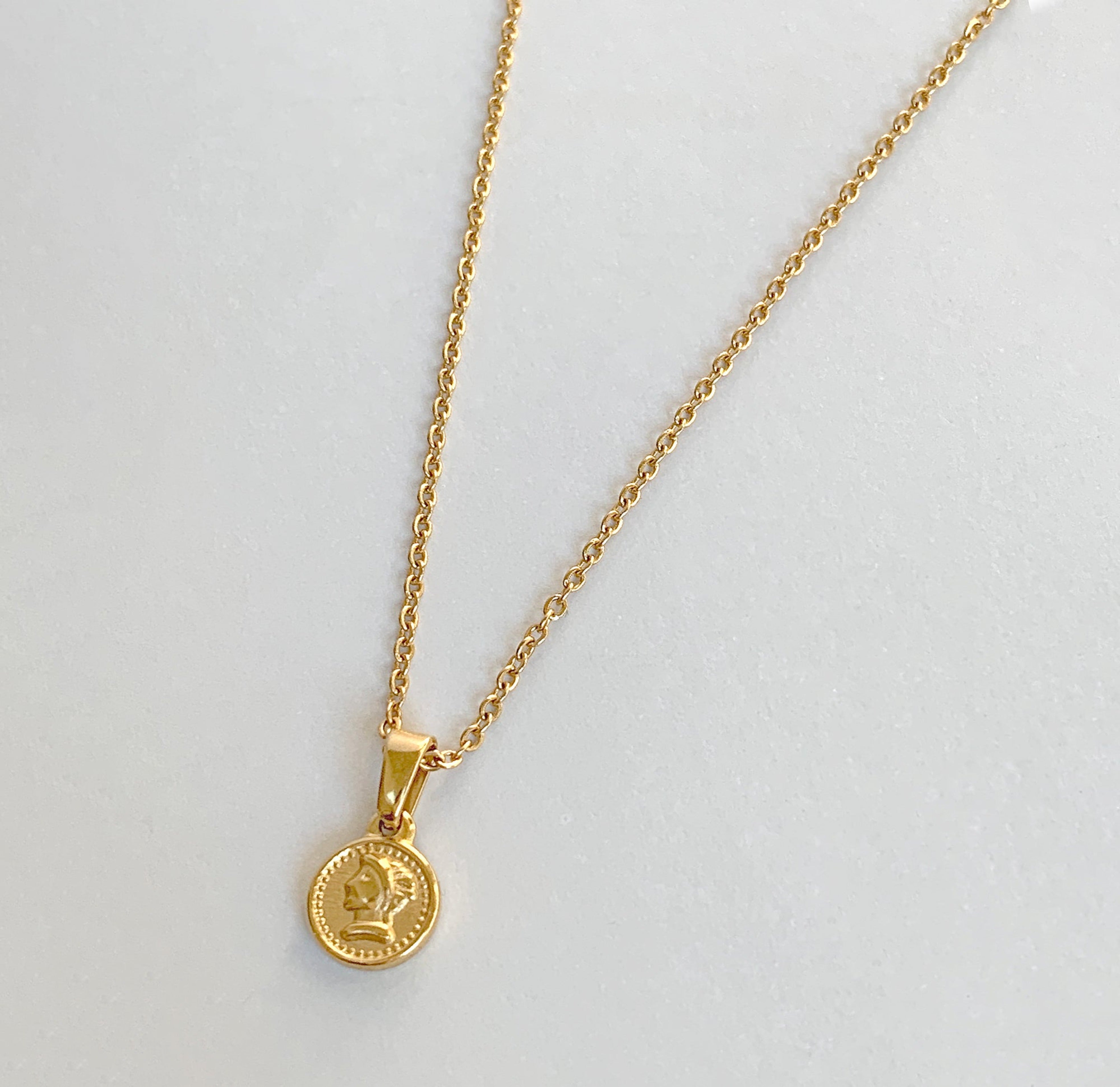 dainty gold coin necklace tarnish free jewelry