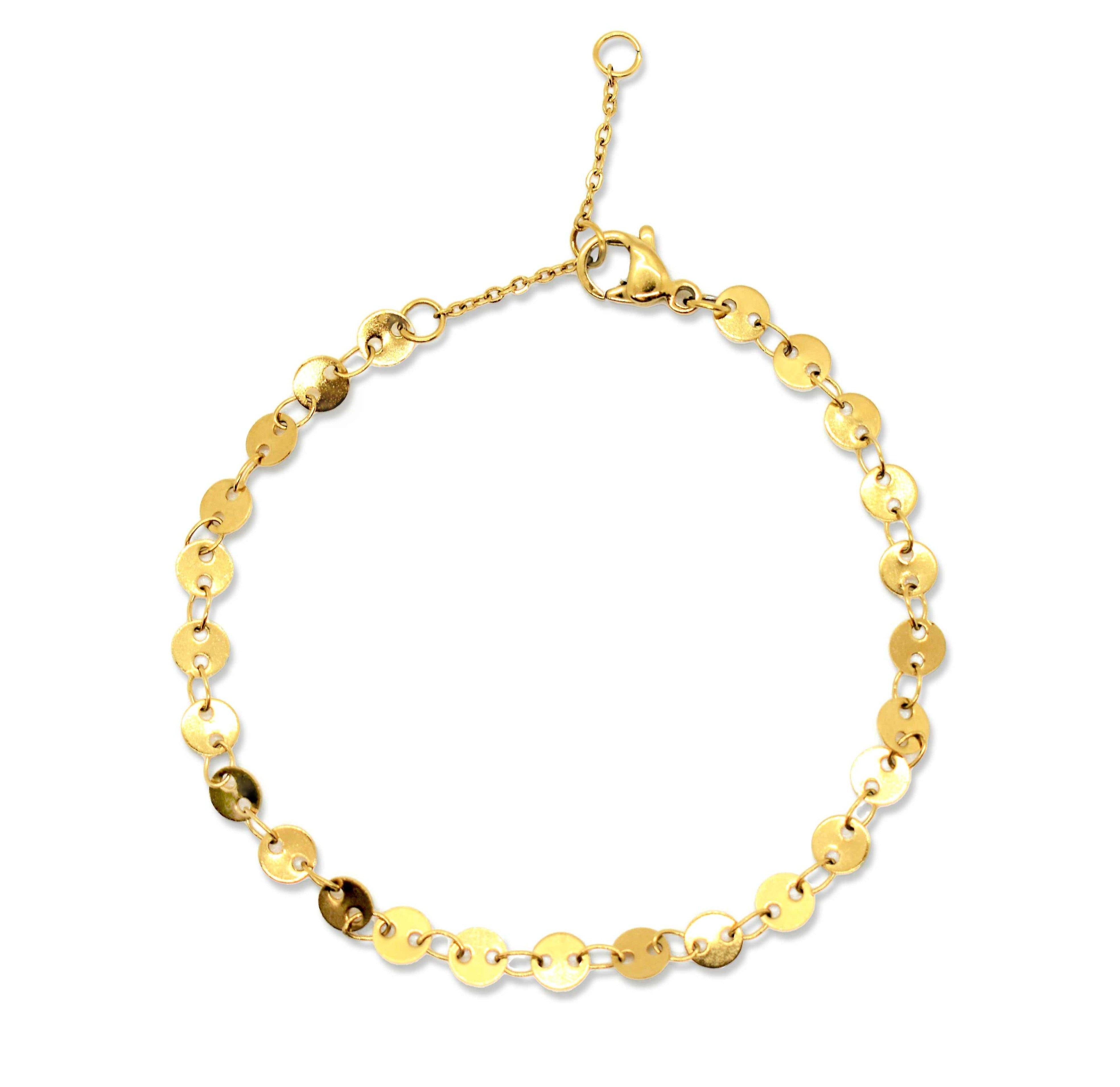 dainty gold disc bracelet