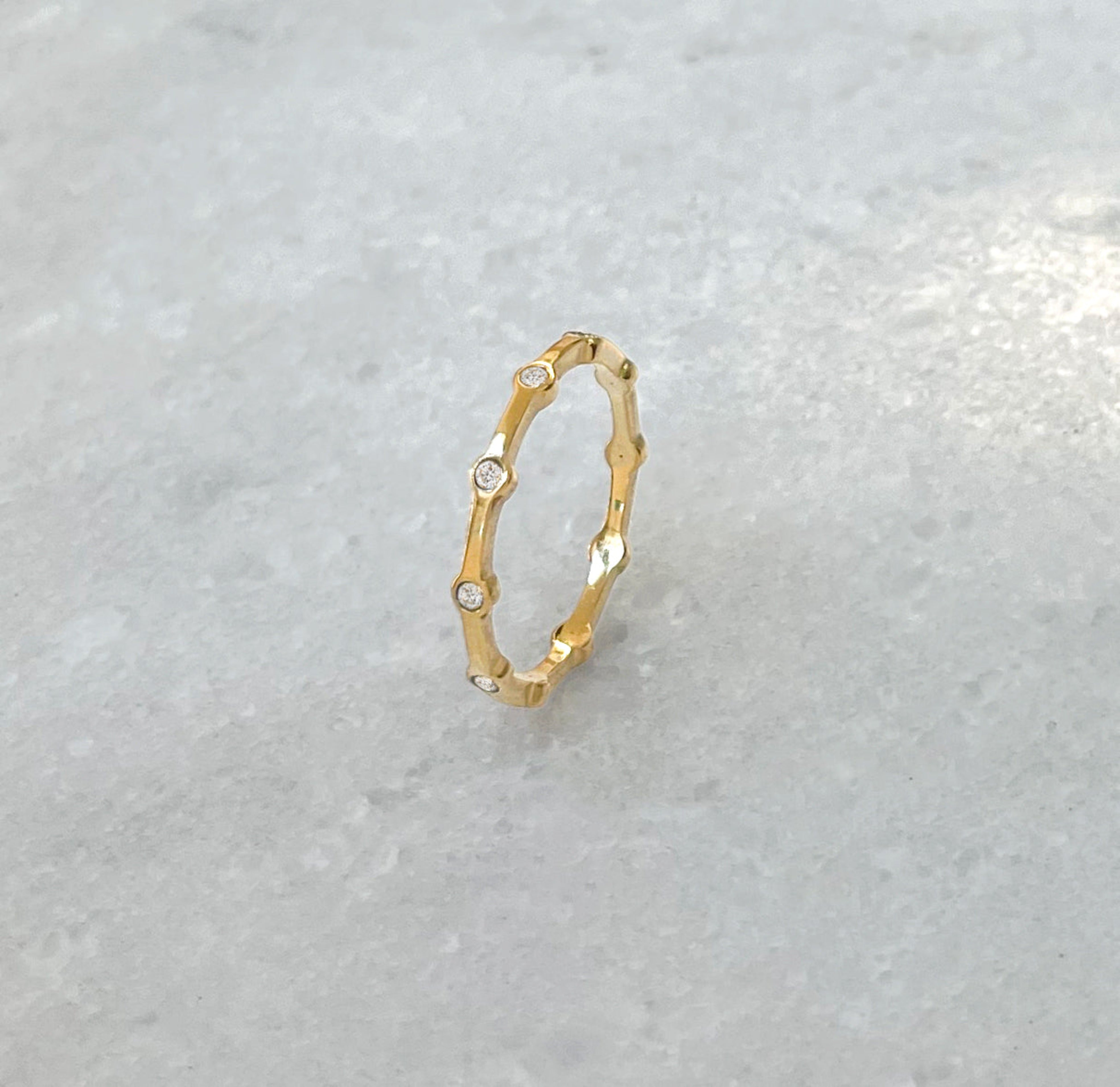 Daphne thin dainty gold pave ring, waterproof jewelry