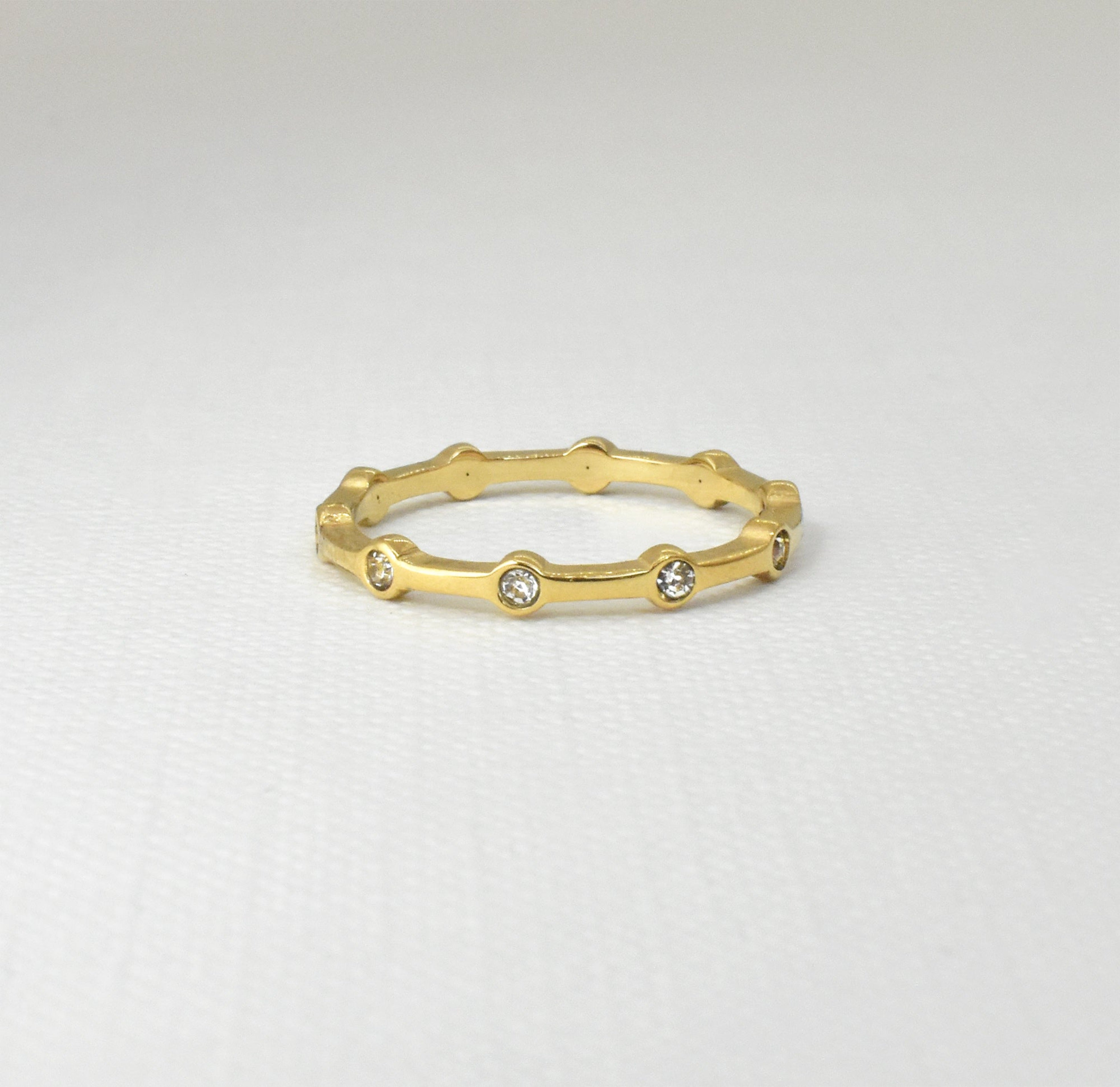 Daphne thin dainty gold pave ring, waterproof jewelry