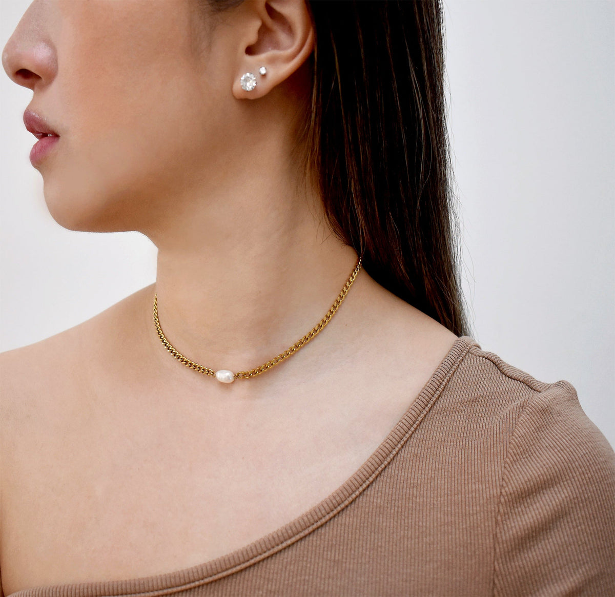 pearl choker necklace waterproof jewelry