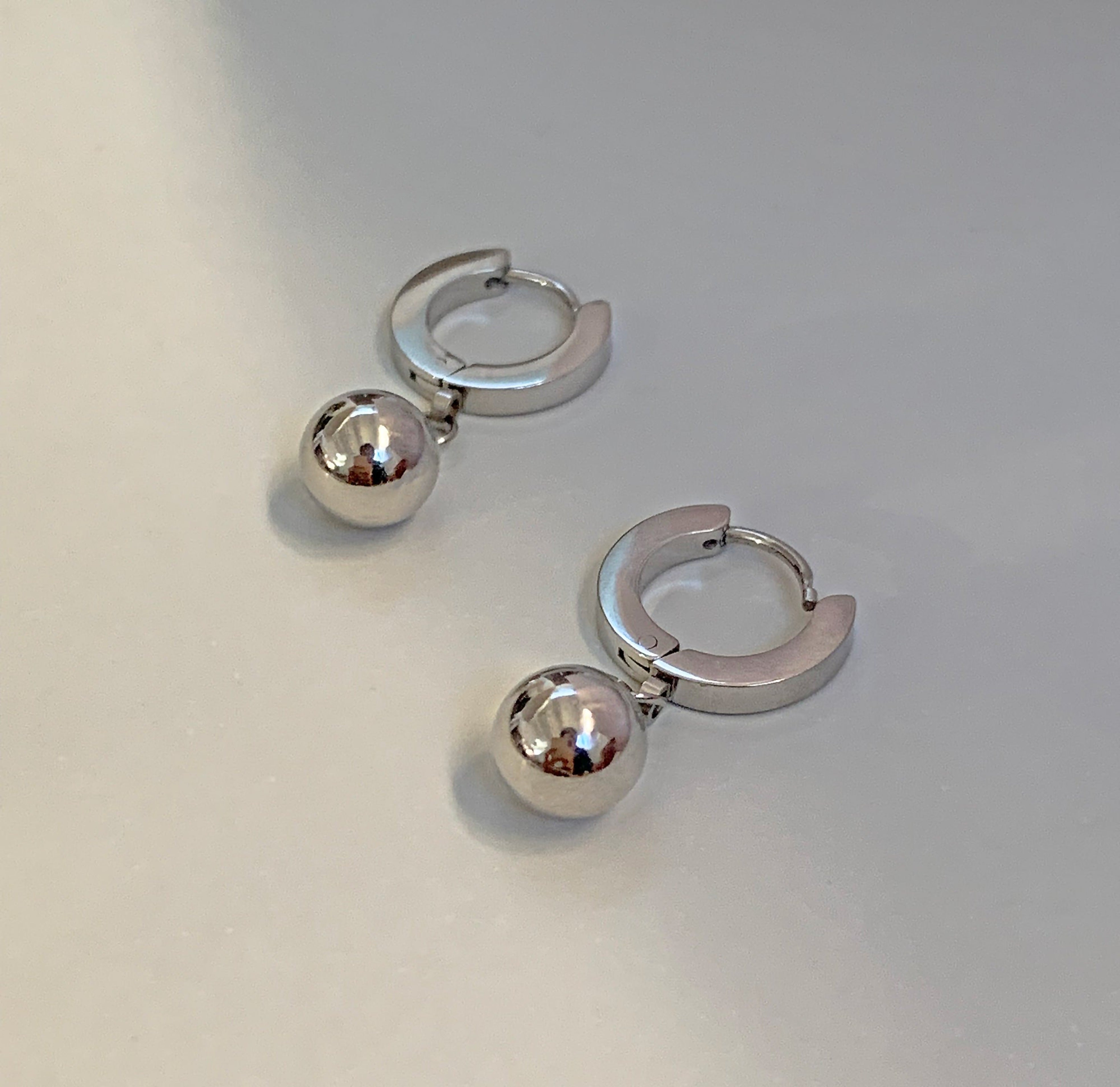 silver earrings huggie hoop waterproof jewelry