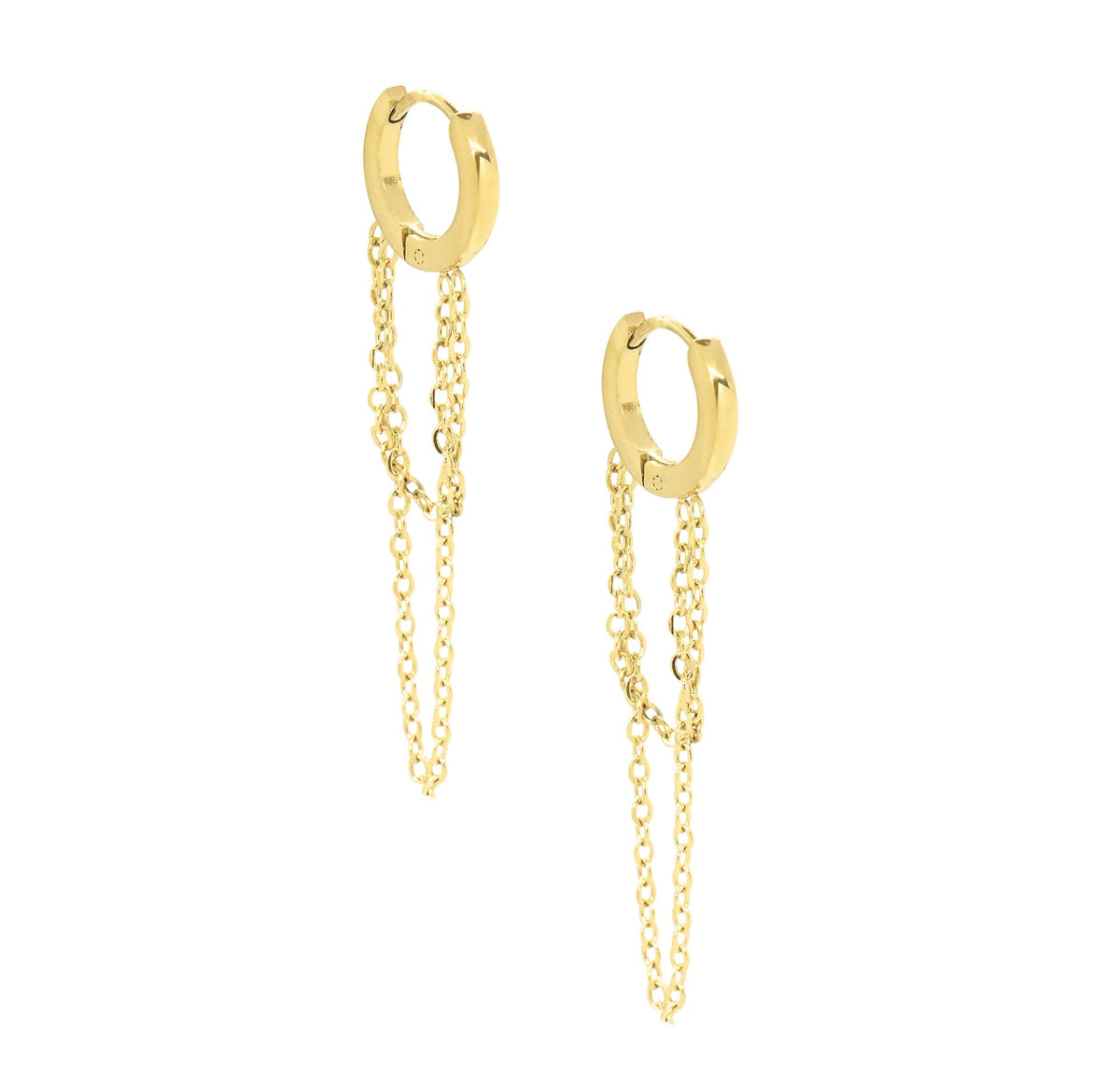 gold duo chain huggie hoop earring