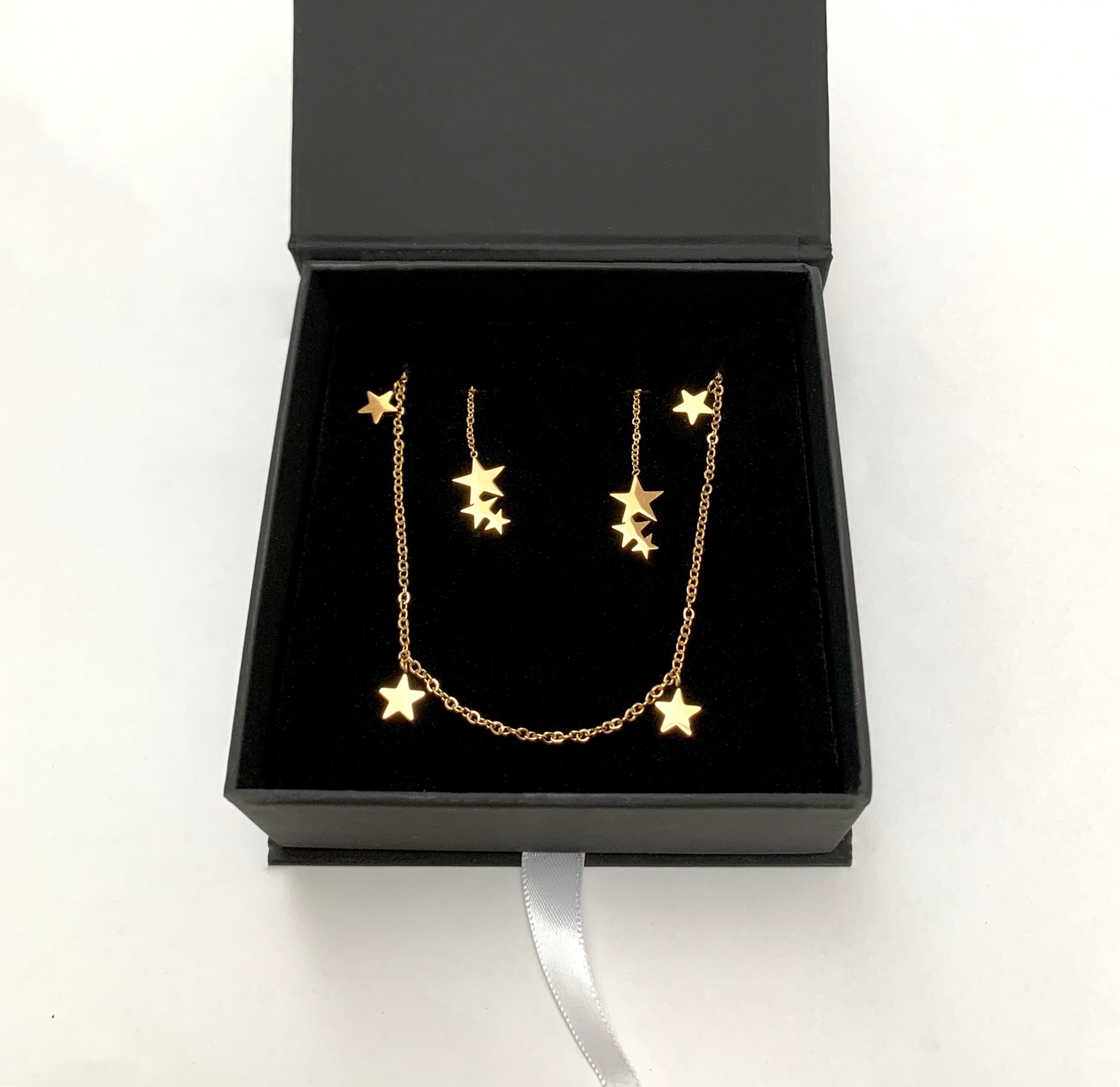 Star earring and necklace set waterproof gold jewelry