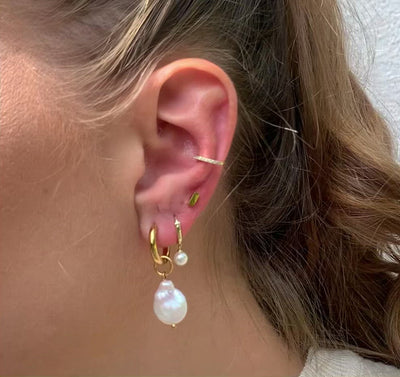 gold pearl earrings waterproof jewelry