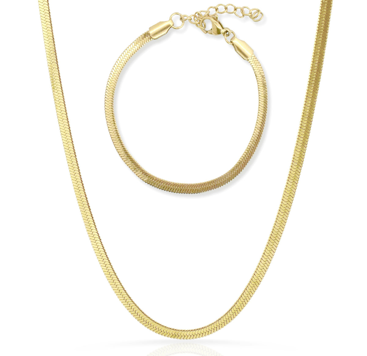 gold herringbone chain jewelry set