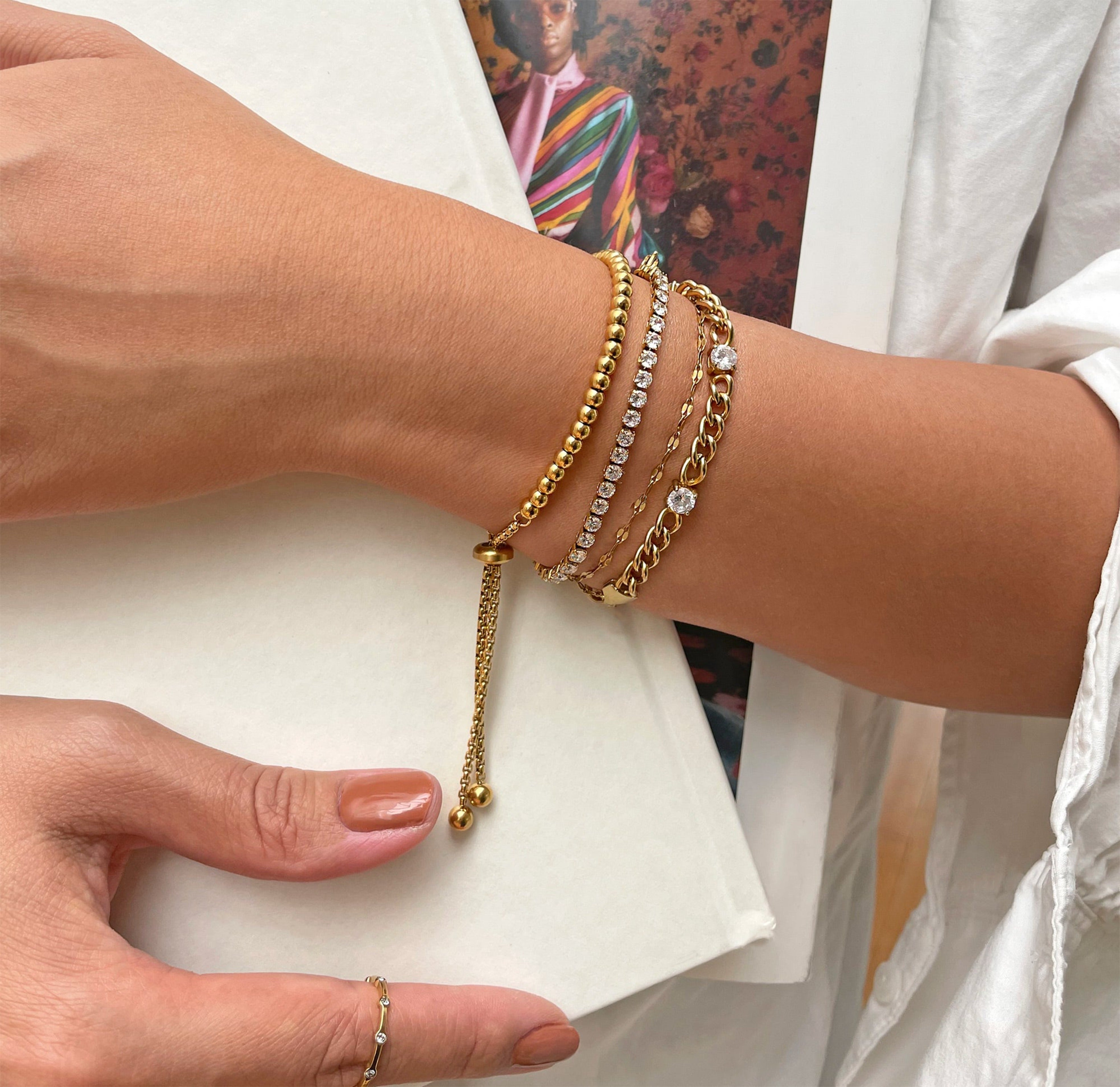 beaded gold bracelet waterproof jewelry
