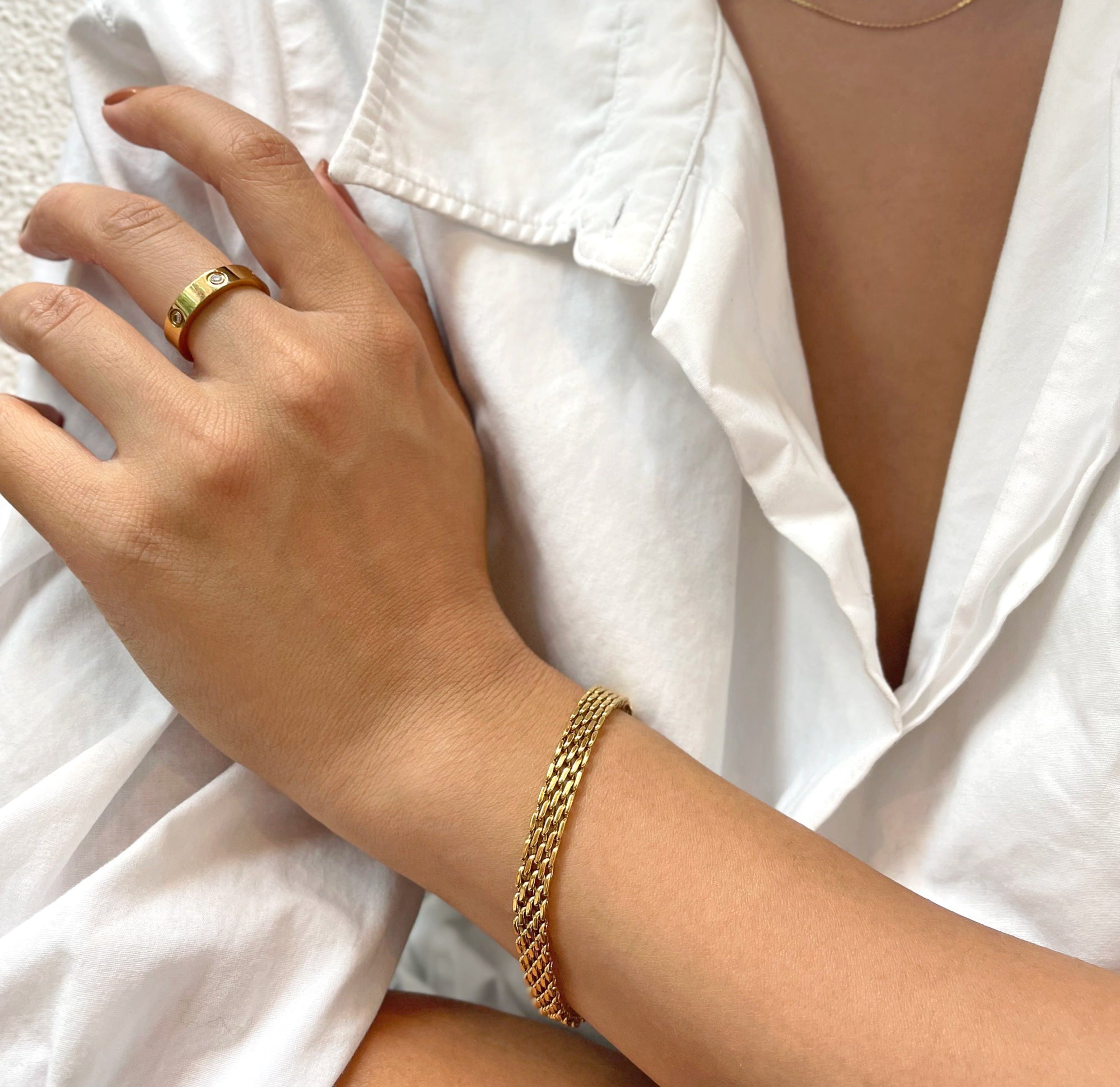 gold weave braided link chain bracelet waterproof jewelry