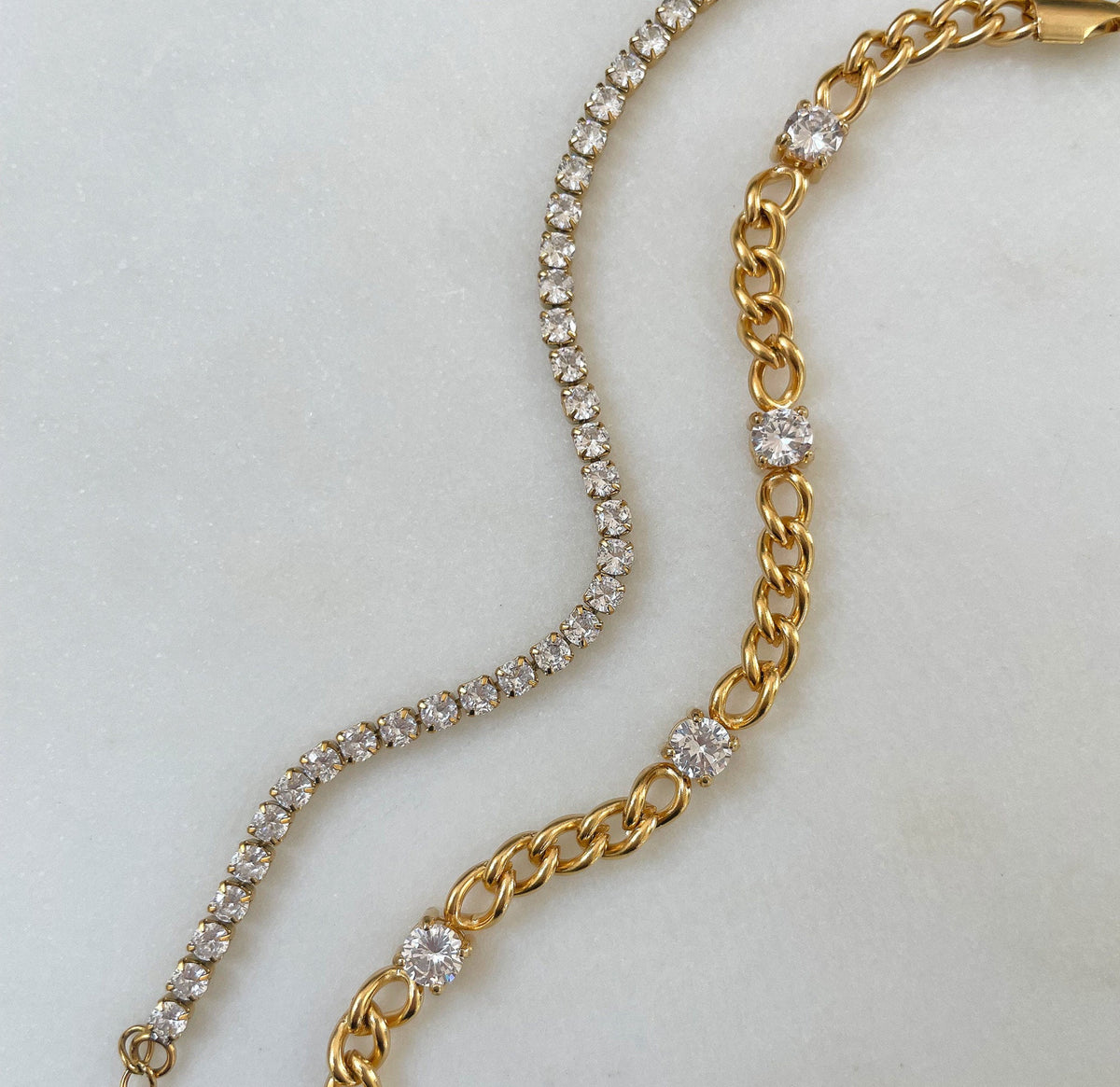 gold waterproof jewelry tennis bracelets