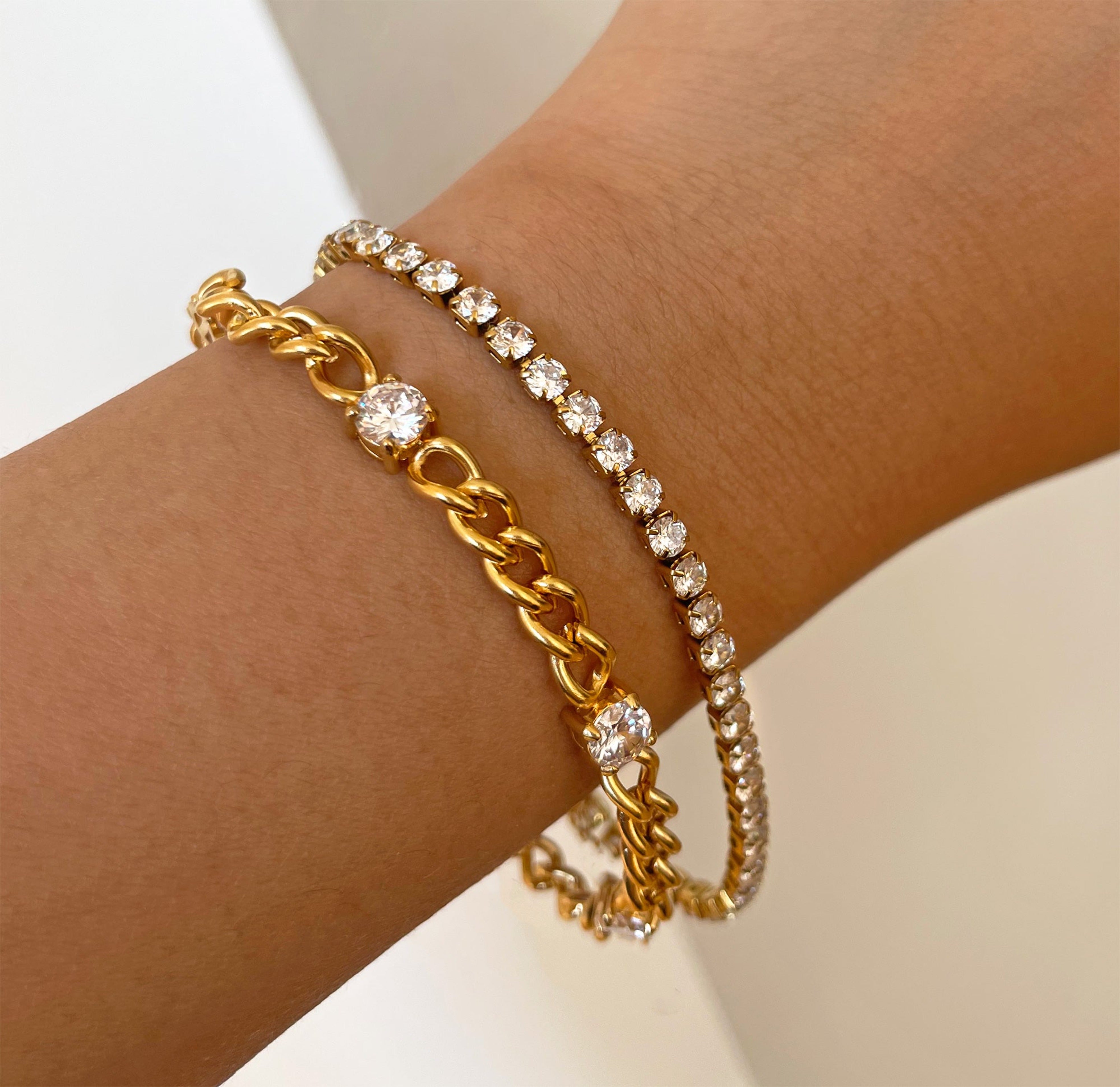 gold waterproof jewelry tennis bracelets