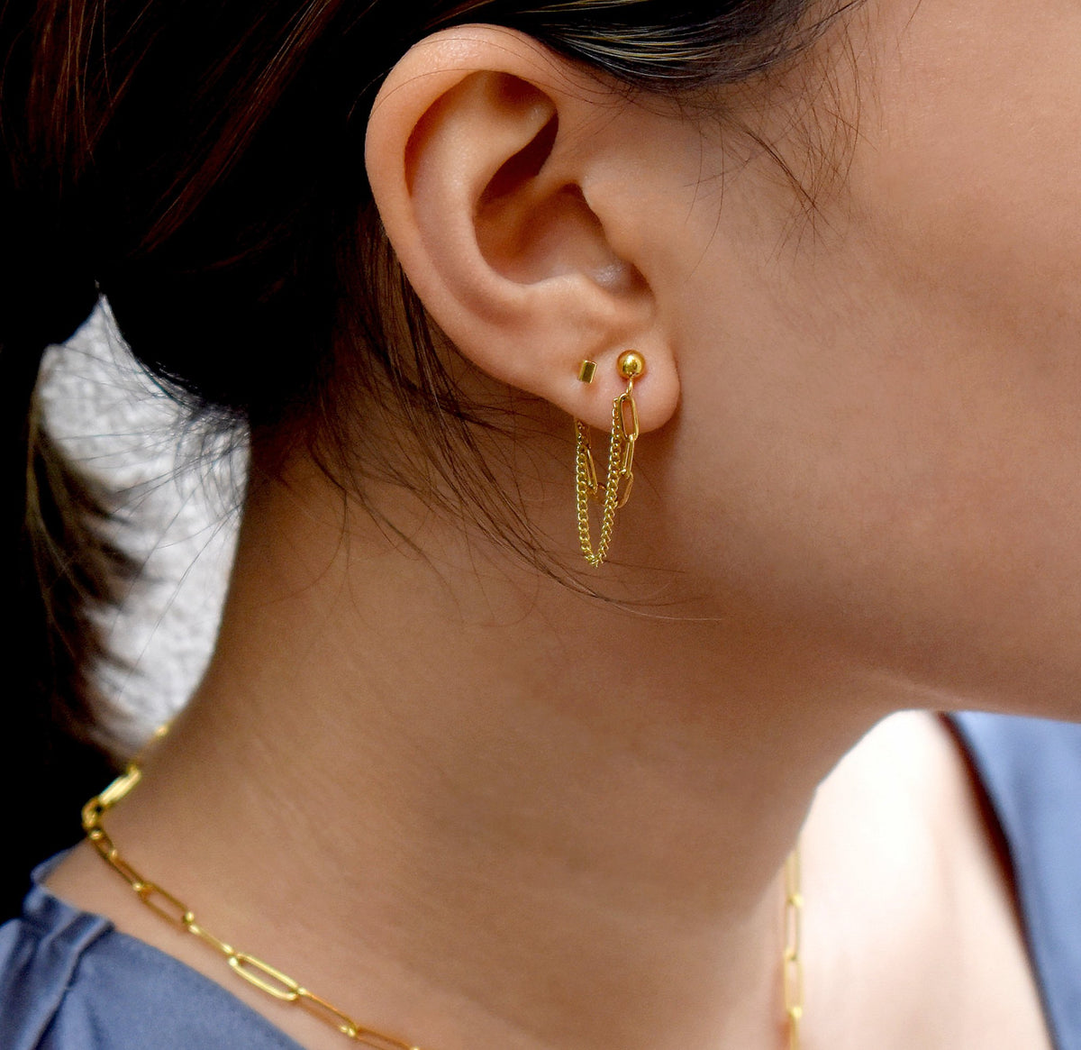 gold chain earring tarnish free