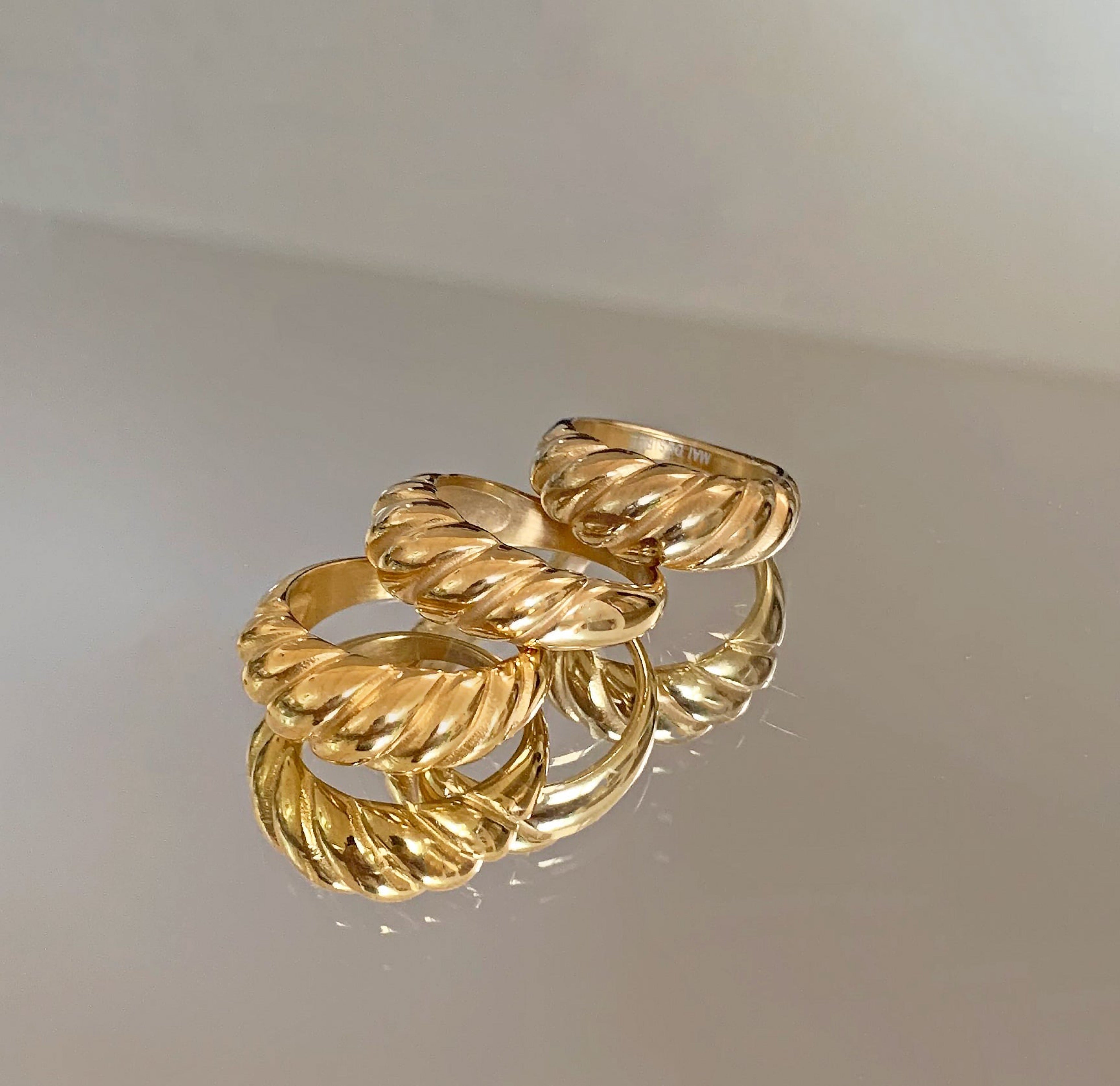 Gold classic croissant ring. Waterproof rings