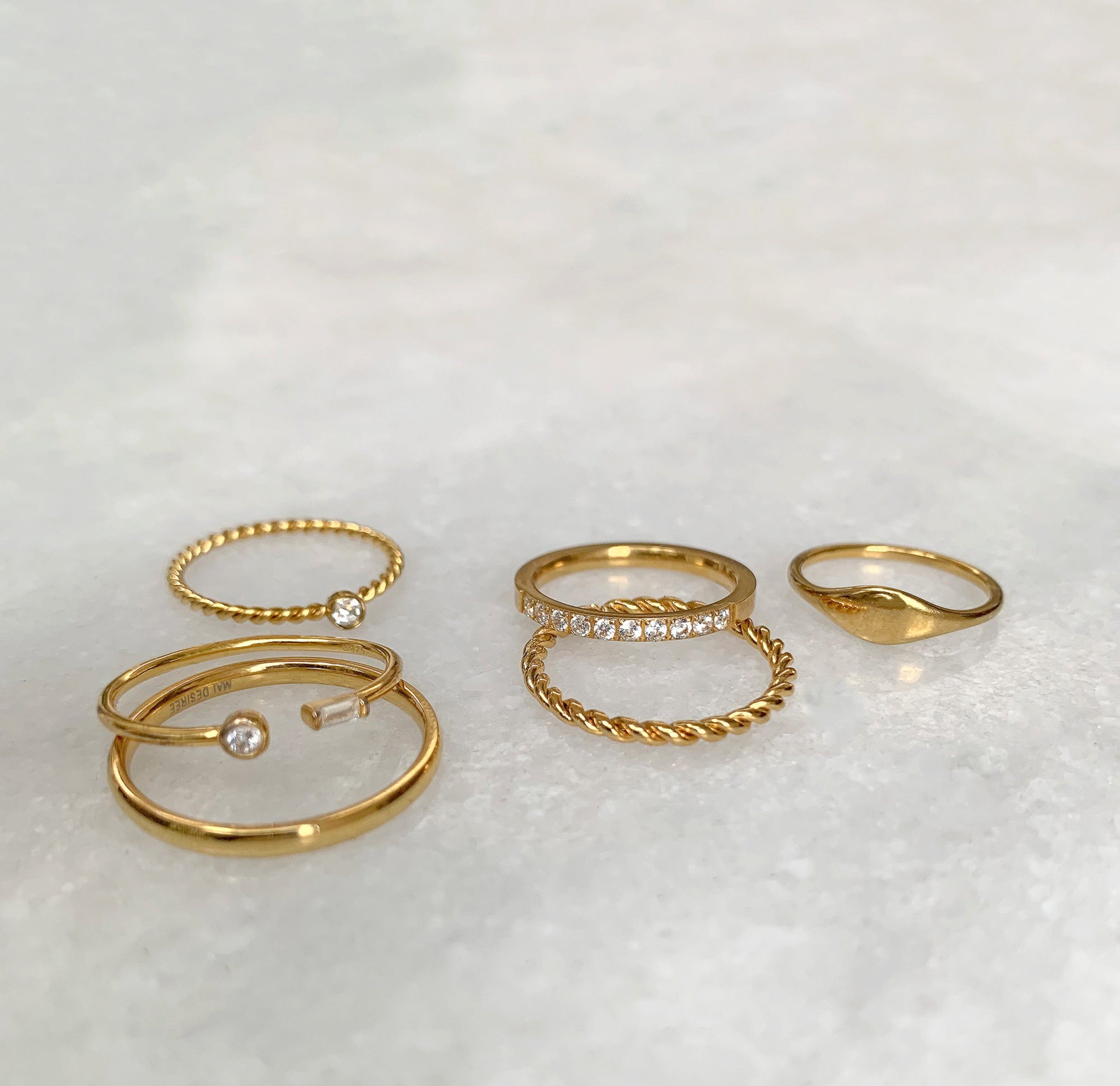 gold dainty waterproof rings