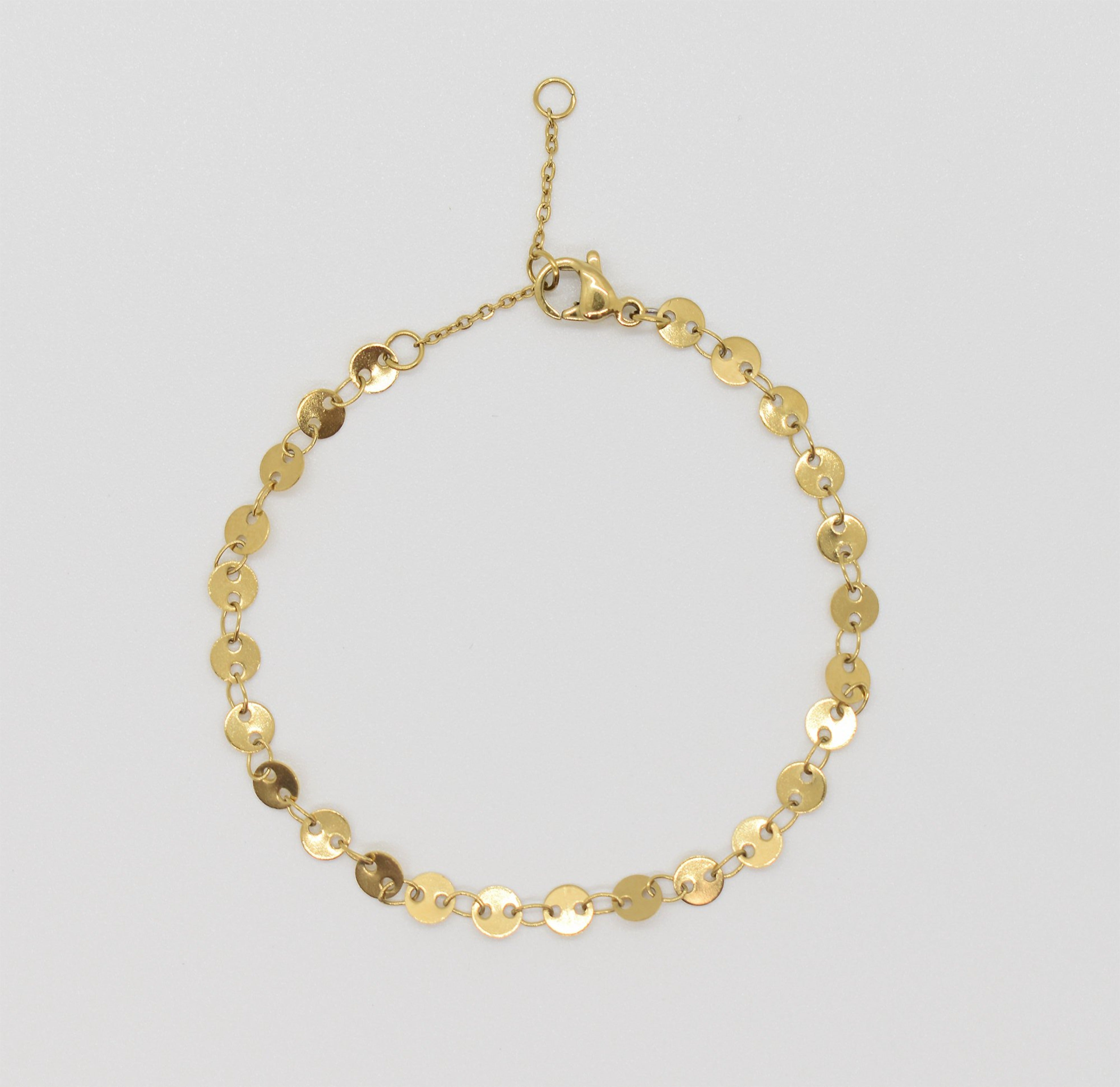 gold disc chain bracelet