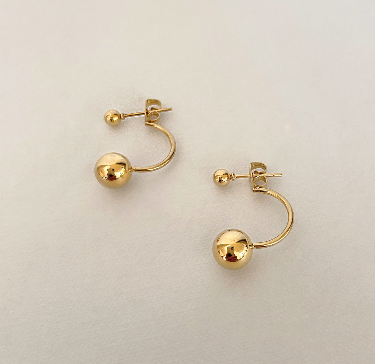 gold double ball stud earring waterproof jewelry
