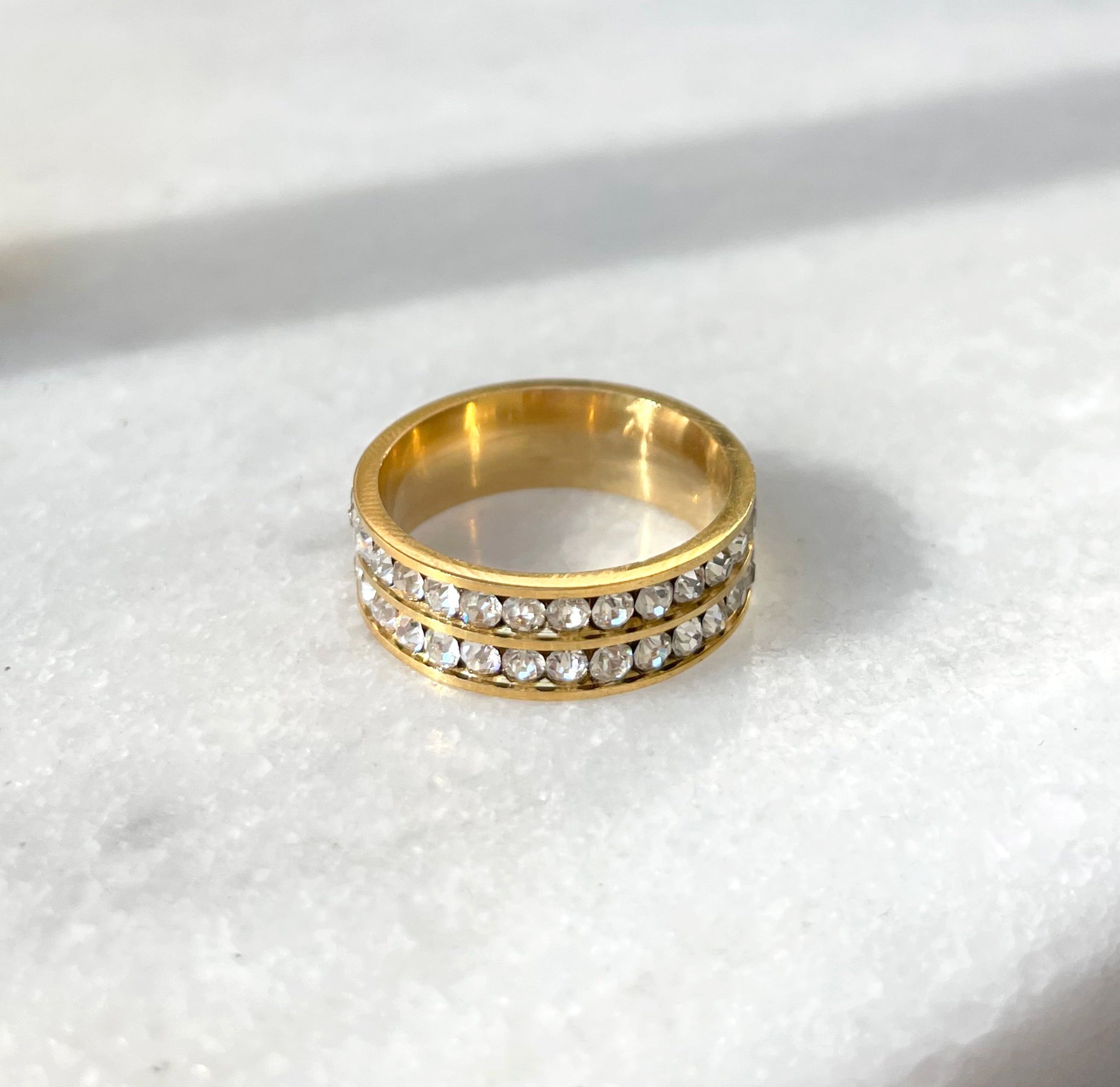 double gold eternity ring waterproof jewelry