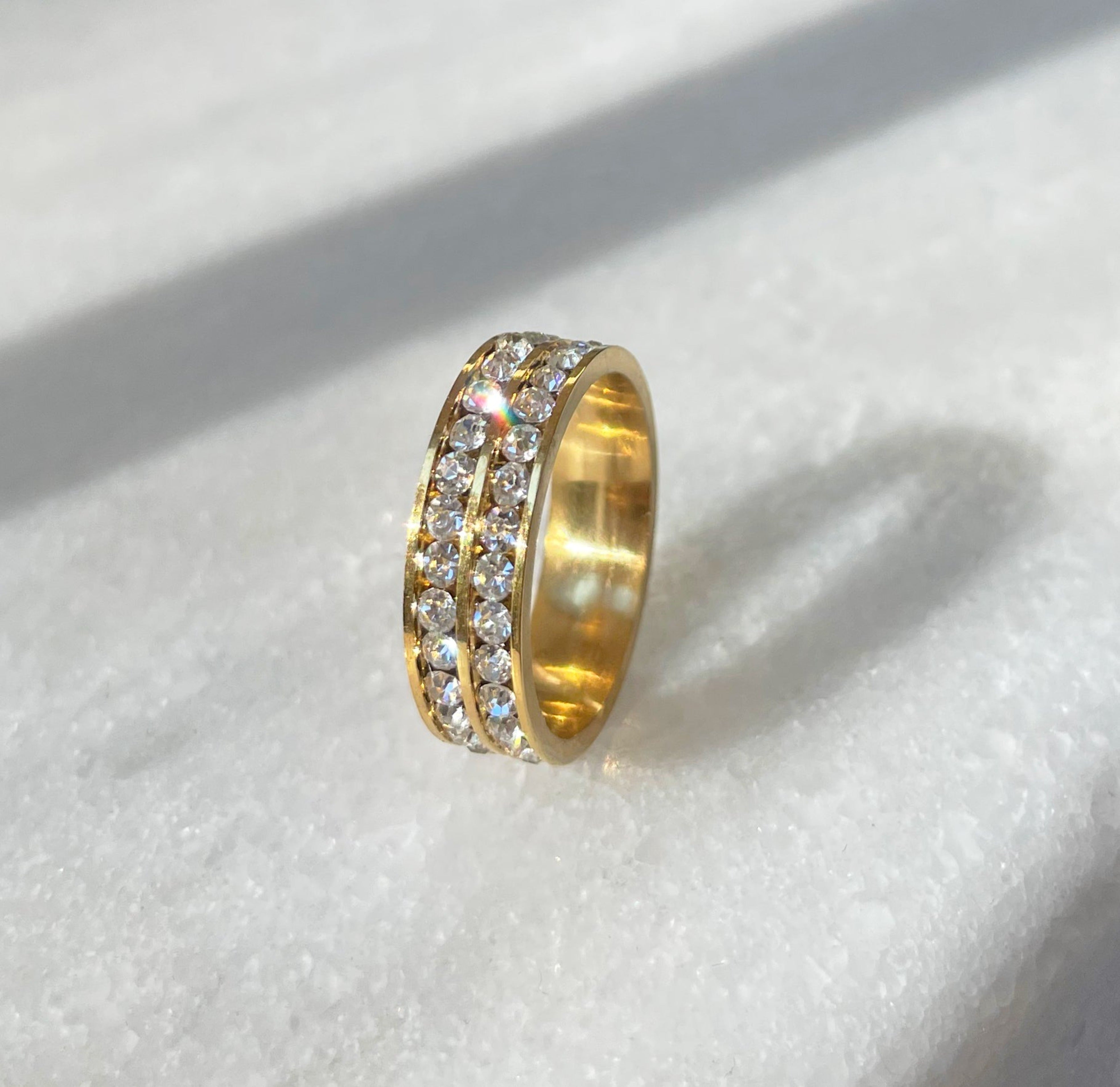 double gold eternity ring waterproof jewelry