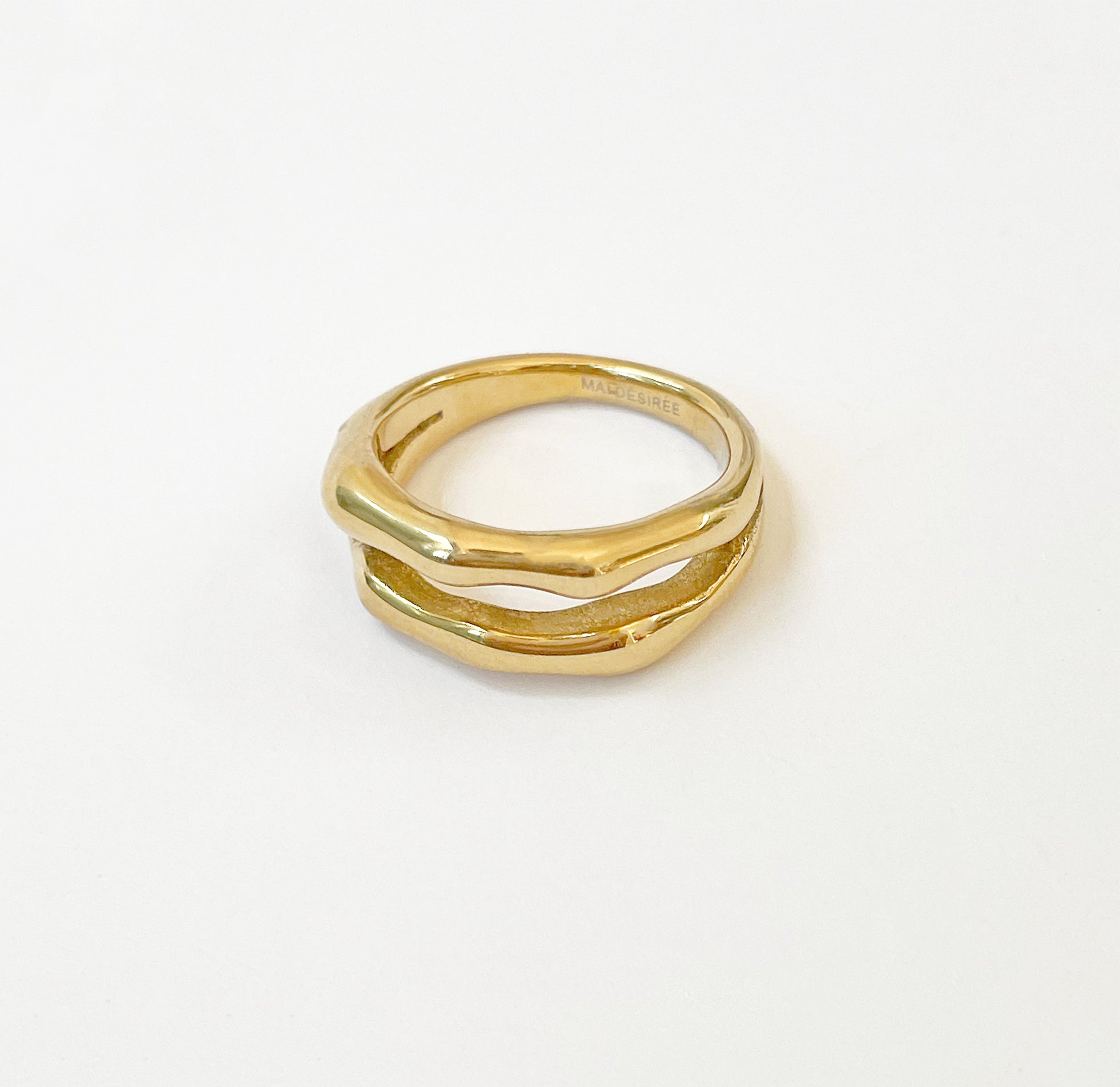 HALLIE GOLD DOUBLE BAMBOO BAND RING SAMPLE