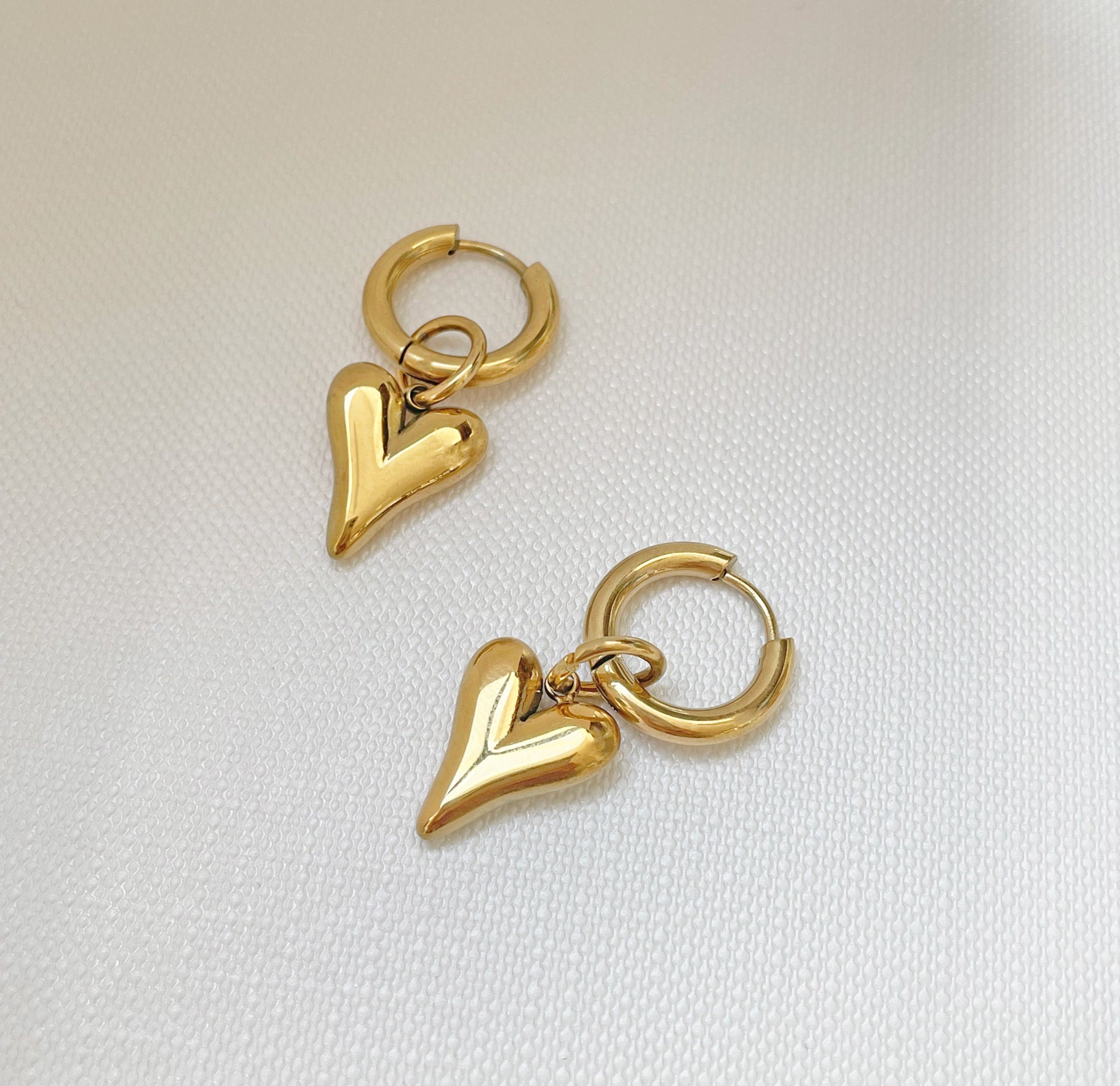 gold heart huggie earrings watereproof jewelry